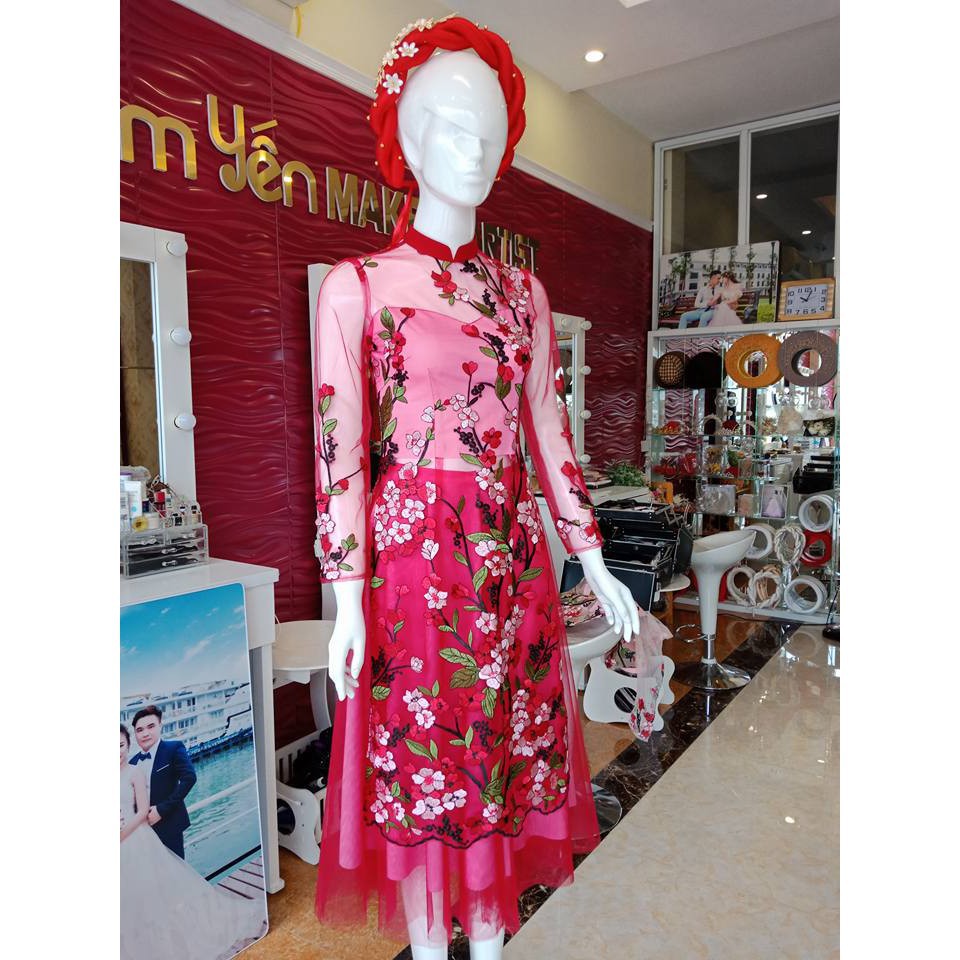 Chân váy lưới cách tân nữ CHAANG May sẵn váy mặc áo dài 3 lớp TUHU xòe đẹp