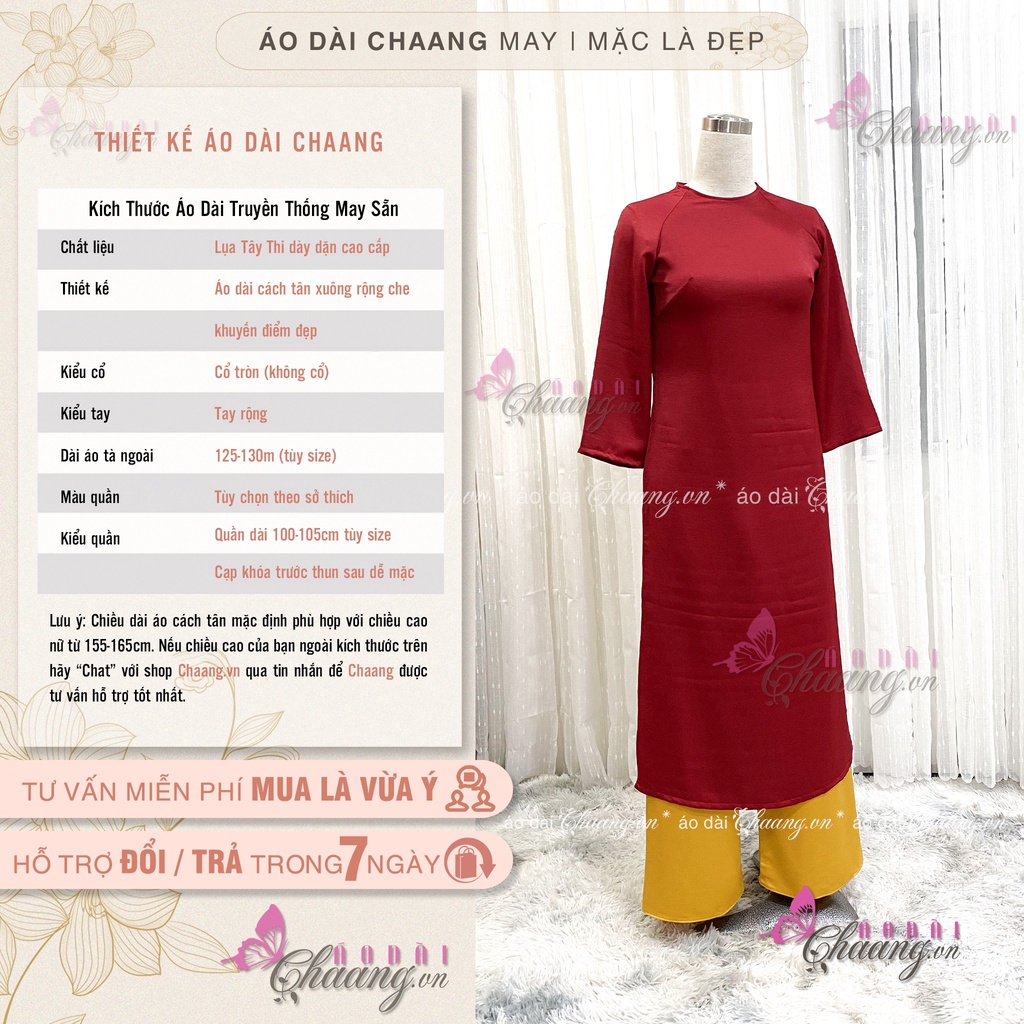 Áo dài cách tân nữ dáng xuông xưa Chaang may sẵn lụa suông chụp hình dự tiệc lễ tết Đẹp ADC076