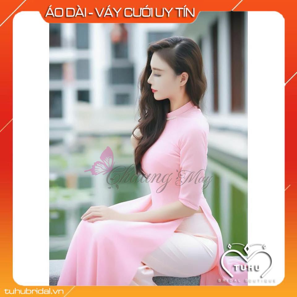 Áo dài hồng đẹp Chaang May sẵn áo truyền thống nữ sinh, vải lụa tằm đẹp