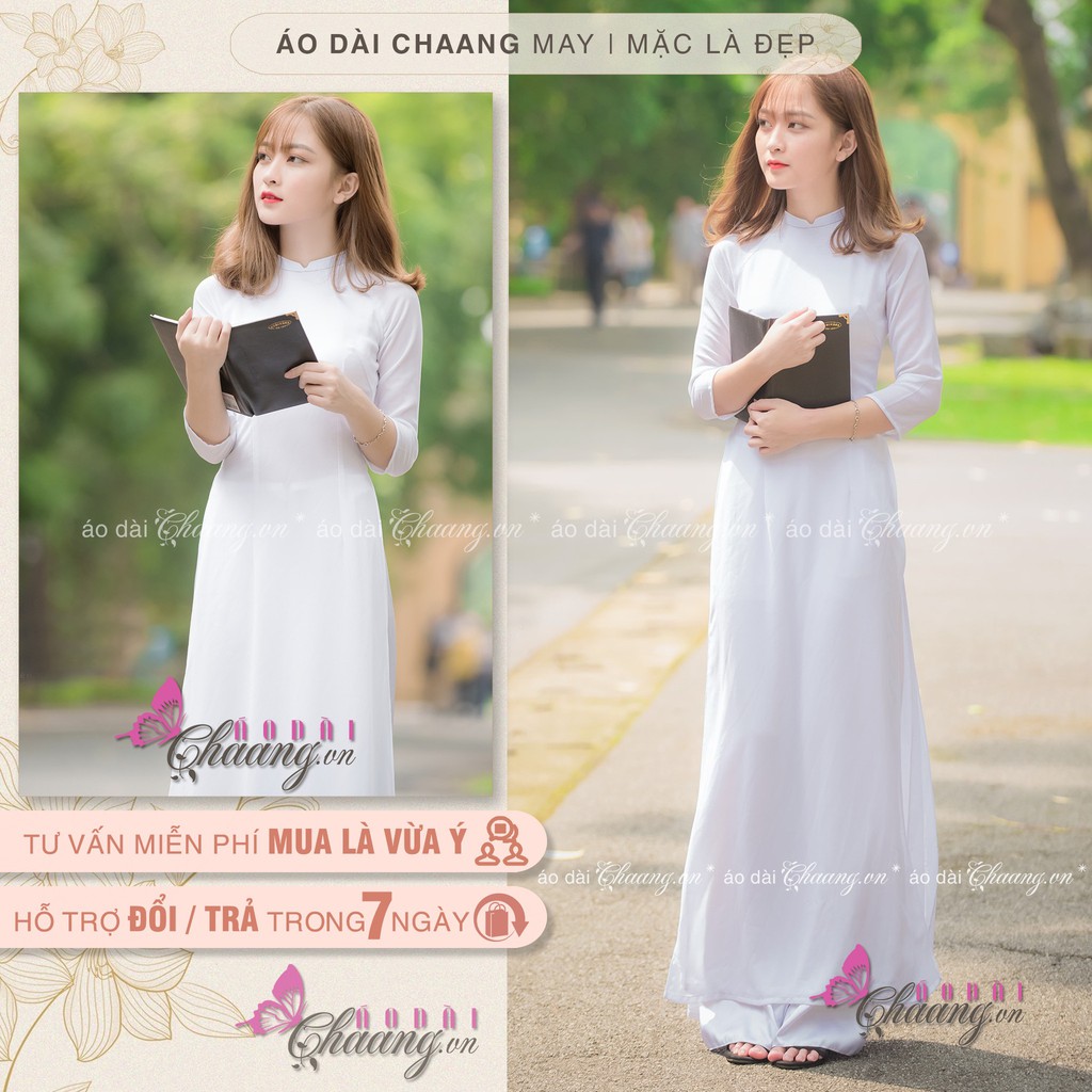 ÁO DÀI TRẮNG NỮ HỌC SINH ĐI HỌC MAY SẴN 4 TÀ LỤA TẰM CAO CẤP TRẮNG KEM CỔ VUÔNG 2cm - Chaang.vn - Áo dài Đẹp may sẵn Áo Dài Trắng Nữ Học Sinh Đi Học May Sẵn 4 Tà Lụa Tằm Cao Cấp Trắng Kem Cổ Vuông 2Cm - Chaang.Vn - Áo Dài Đẹp May Sẵn