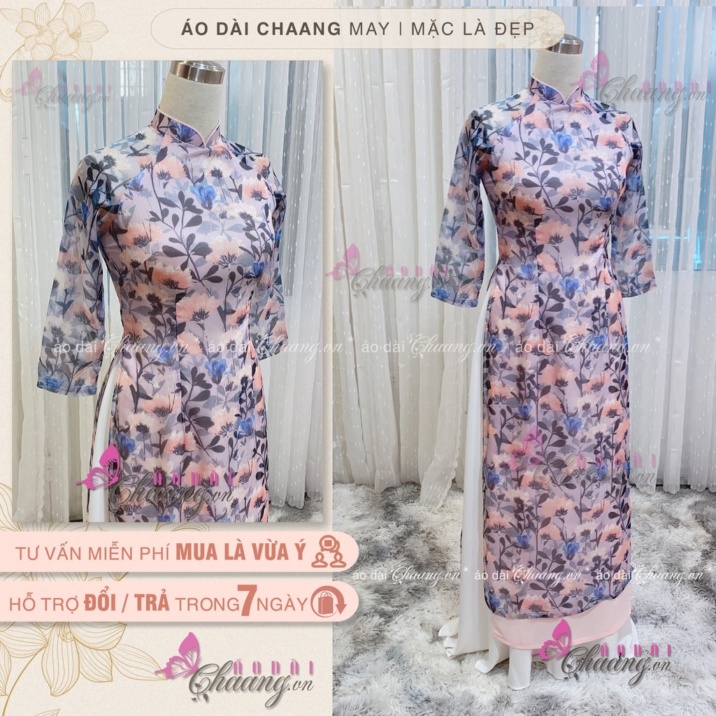 Áo Dài Hoa Nhí Hồng Tím ⚡Chaang⚡ May Sẵn Áo Dài 4 Tà Lệch, Họa Tiết Hoa  Xinh - Chaang.Vn - Áo Dài Đẹp May Sẵn