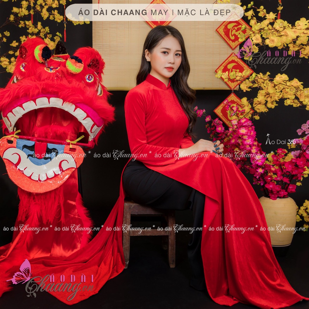 Áo Dài Cô Dâu Cưới Ăn Hỏi Chất Nhung Pháp Cao Cấp Co Giãn 4 Chiều Đẹp