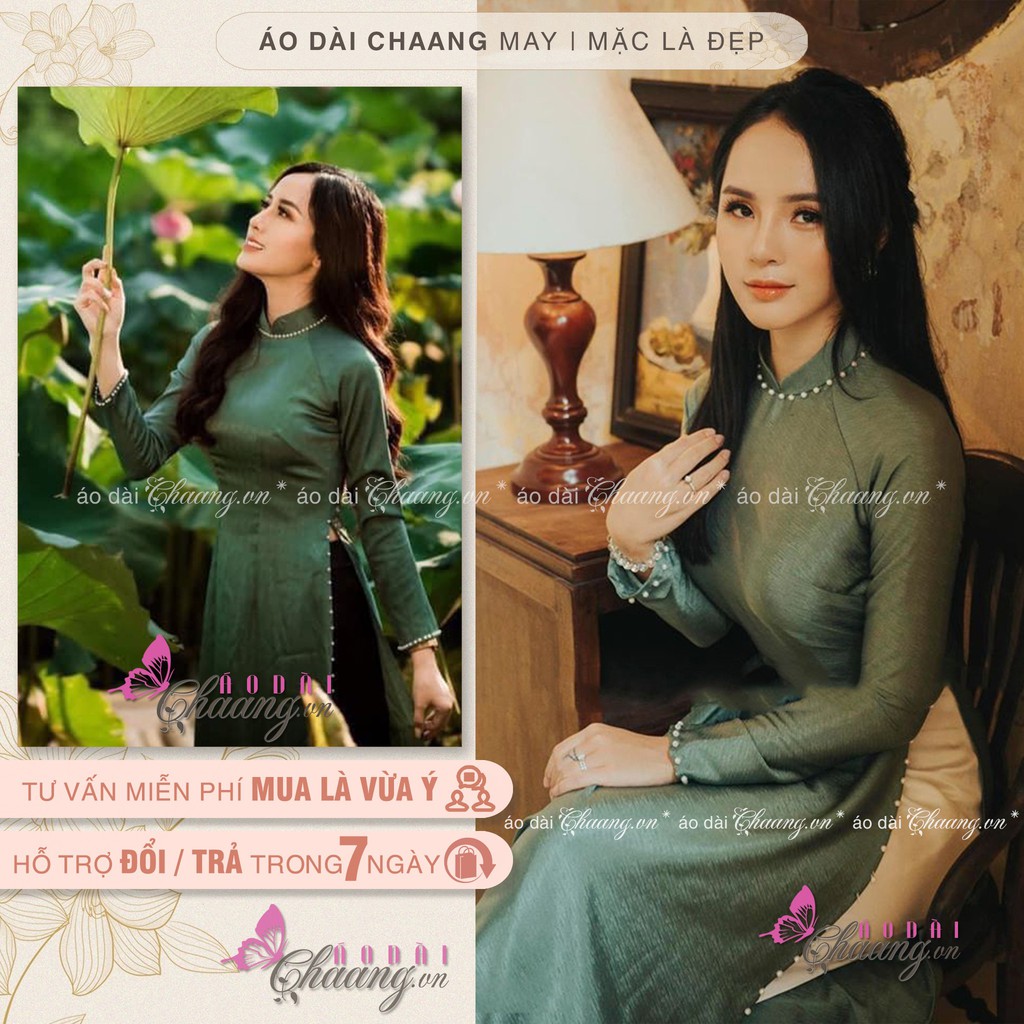 Áo dài xanh lụa vân gỗ Chaang May sẵn áo dài truyền thống đính hạt ngọc cổ cao tay dài dự tiệc lễ tết đẹp - Chaang.vn - Áo dài Đẹp may Áo Dài Xanh Lụa Vân Gỗ Chaang May Sẵn Áo Dài Truyền Thống Đính Hạt Ngọc Cổ Cao Tay Dài Dự Tiệc Lễ Tết Đẹp - Chaang.Vn - Áo Dài Đẹp May
