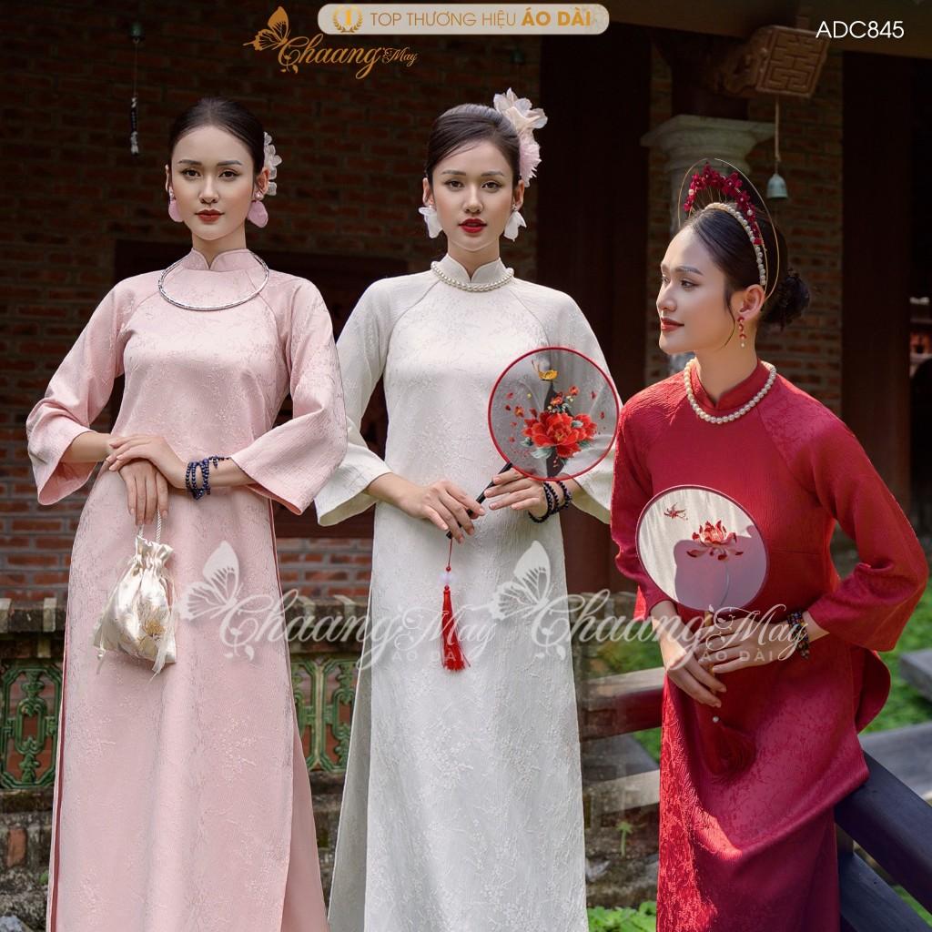 Áo dài cách tân nữ Châu Sa dáng suông xưa CHAANG may sẵn ADC845 áo dài gấm dự tiệc cưới du xuân lễ Tết đẹp 2025 Women Dress