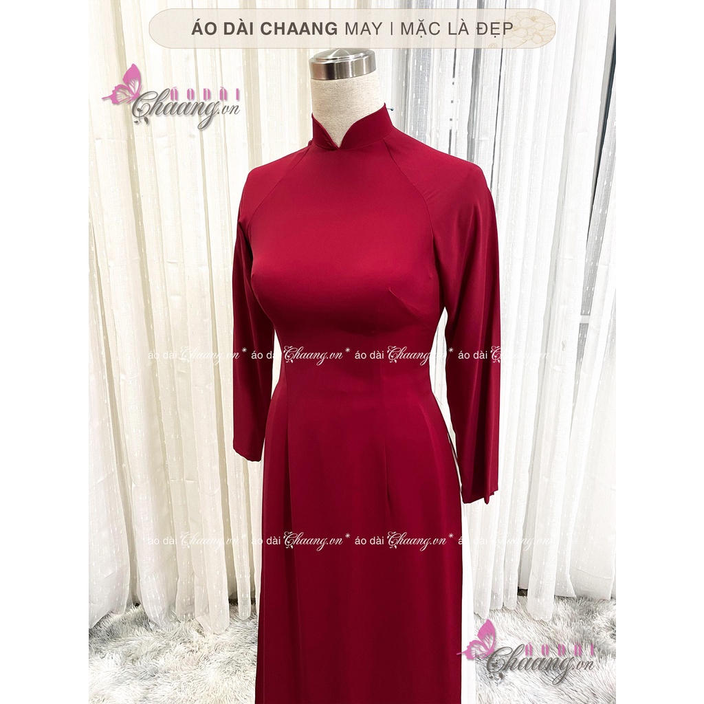 Áo Dài Truyền Thống Đỏ Đô May Sẵn Lụa Mỹ Cao Cấp Mặc Lễ Tết Đẹp