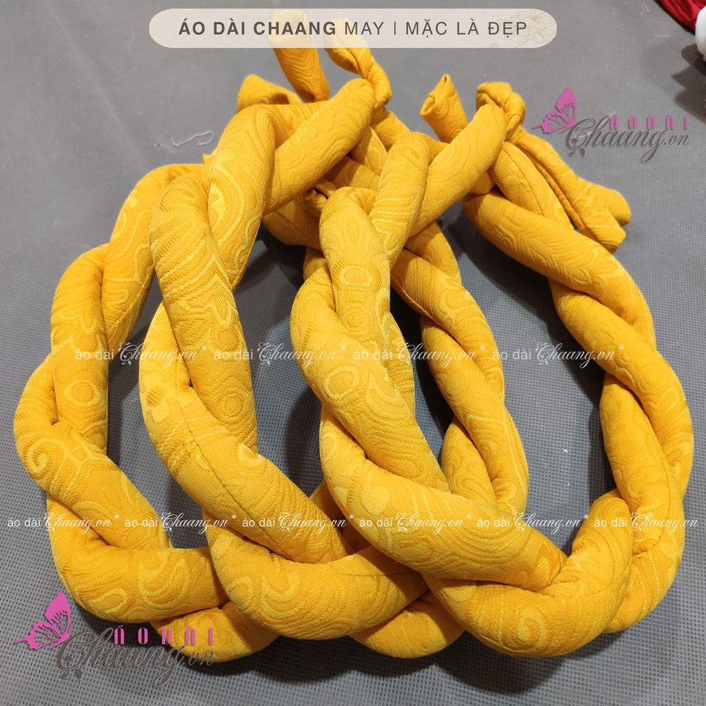 Mấn nhung đội đầu áo dài cách tân nữ truyền thống CHAANG may thiết kế chụp hình dự tiệc cưới lễ tết đẹp ADC924