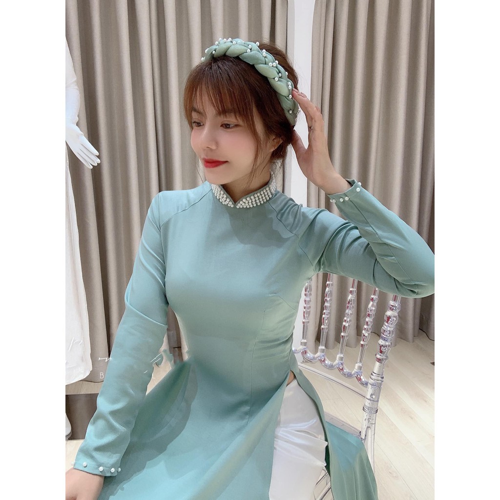 Áo Dài Lụa Tây Thi Đẹp Cổ Cao Phủ Ngọc Cao Cấp Áo Dài Truyền Thống Giá Rẻ ADV021