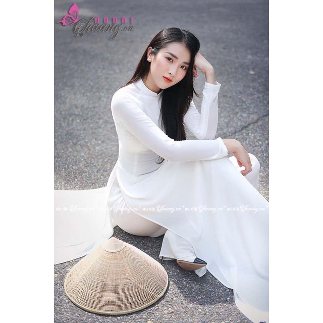 Áo dài trắng đi học truyền thống học sinh nữ may sẵn lụa Chiffon 4 tà đẹp