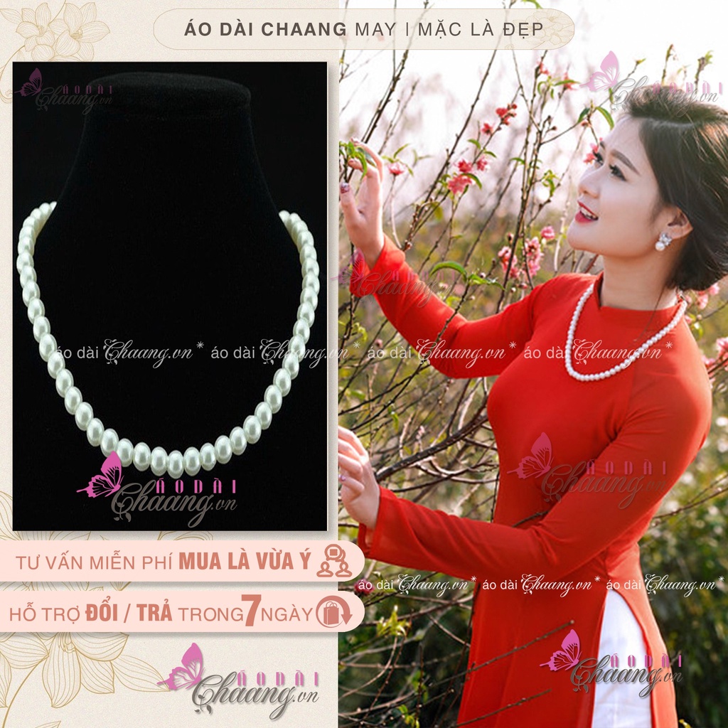Dây chuyền ngọc trai nhân tạo CHAANG May sẵn Vòng ngọc trai diện đẹp cùng áo dài truyền thống