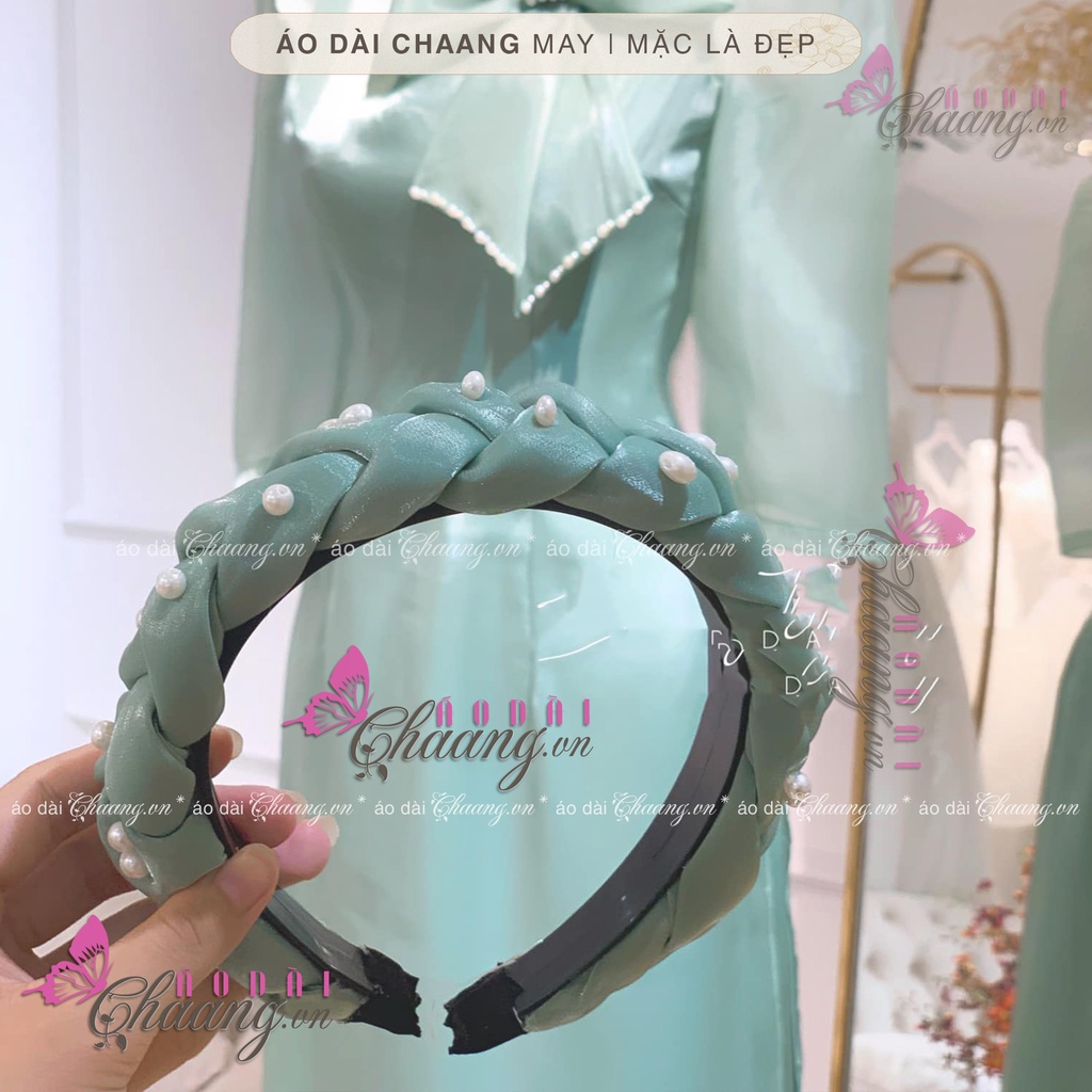 Băng đô vải bờm cài tóc tết điểm ngọc phụ kiện áo dài cách tân truyền thống đẹp