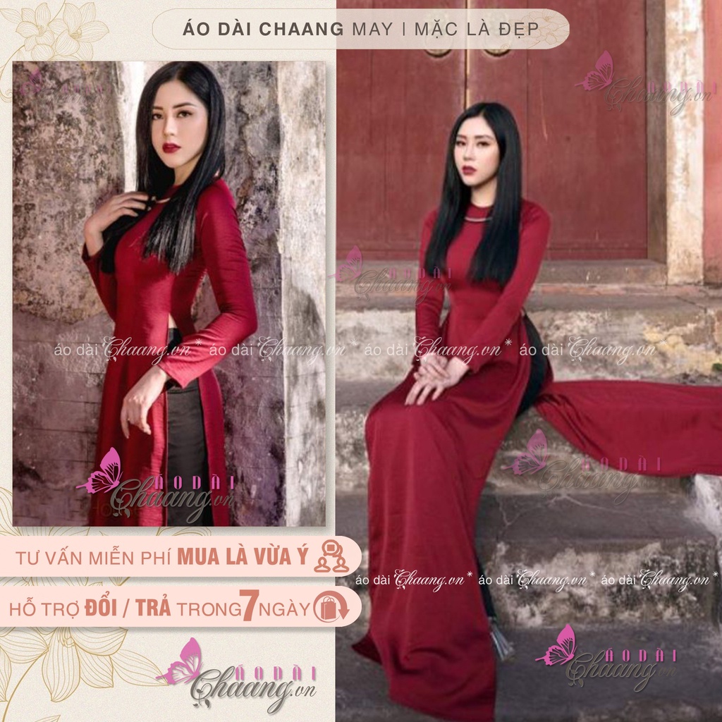 Áo dài màu siêu che khuyết điểm cơ thể cho nàng🌸 Áo dài truyền thống cổ tròn lụa