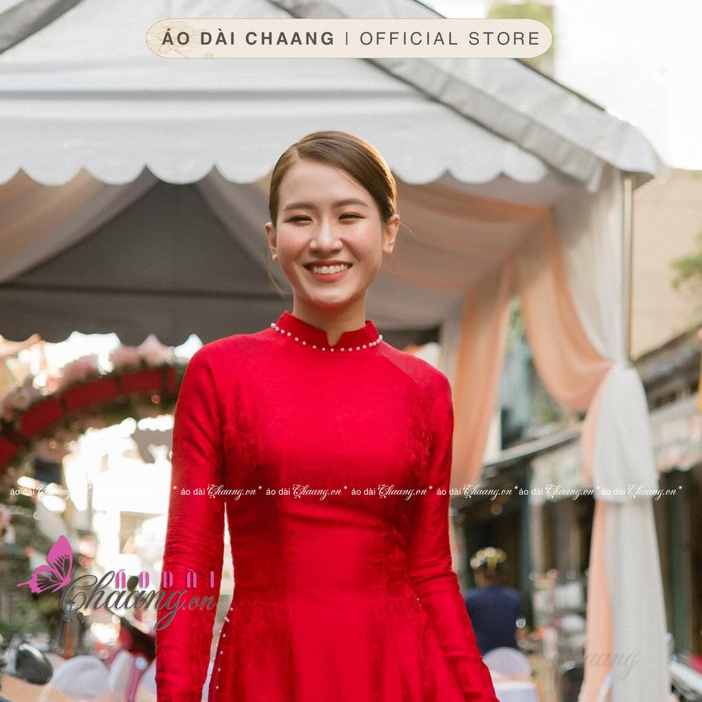 Bộ áo dài cưới cô dâu truyền thống Chaang May sẵn vải gấm dự tiệc cưới hỏi lễ tết đep