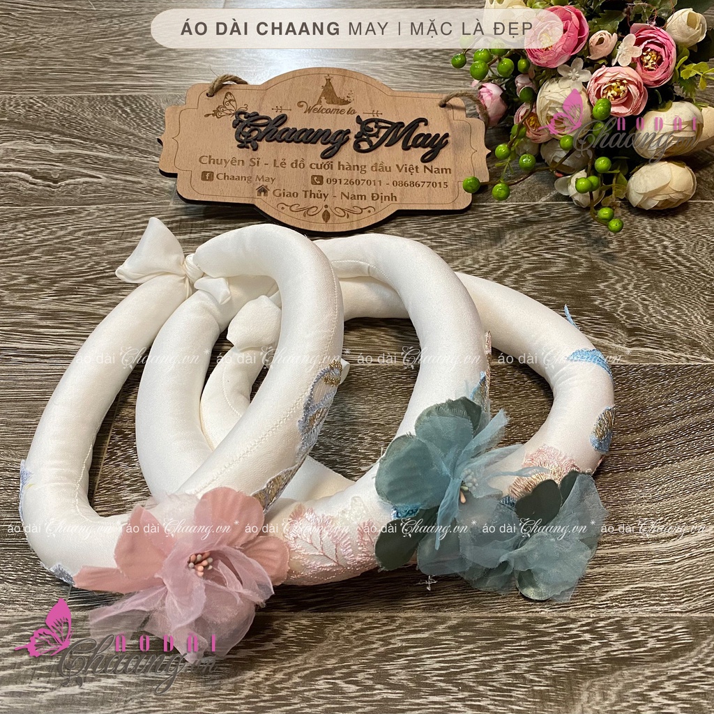 Mấn đội đầu áo dài cao cấp Chaang may thiết kế cài tóc cô dâu thêu đính hoa pha lê  phụ kiện áo dài đẹp
