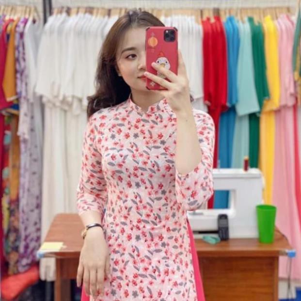 Áo dài cúc họa mi ????FREESHIP️???? Áo dài hoa nhí hồng đỏ cổ vuông tay lỡ - Chaang.vn - Áo dài Đẹp may sẵn Áo Dài Cúc Họa Mi ????Freeship️???? Áo Dài Hoa Nhí Hồng Đỏ Cổ Vuông Tay Lỡ - Chaang.Vn - Áo Dài Đẹp May Sẵn