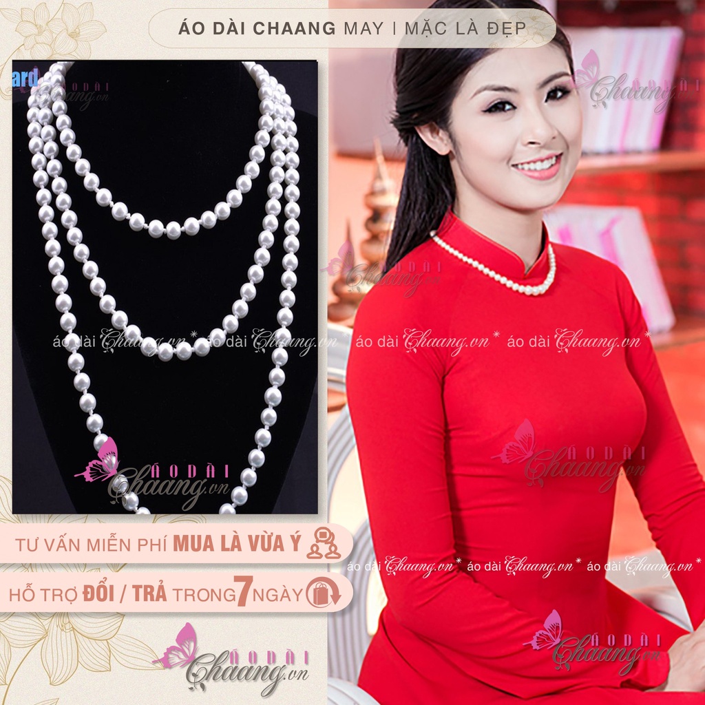 Dây chuyền ngọc trai nhân tạo CHAANG May sẵn Vòng ngọc trai diện đẹp cùng áo dài truyền thống