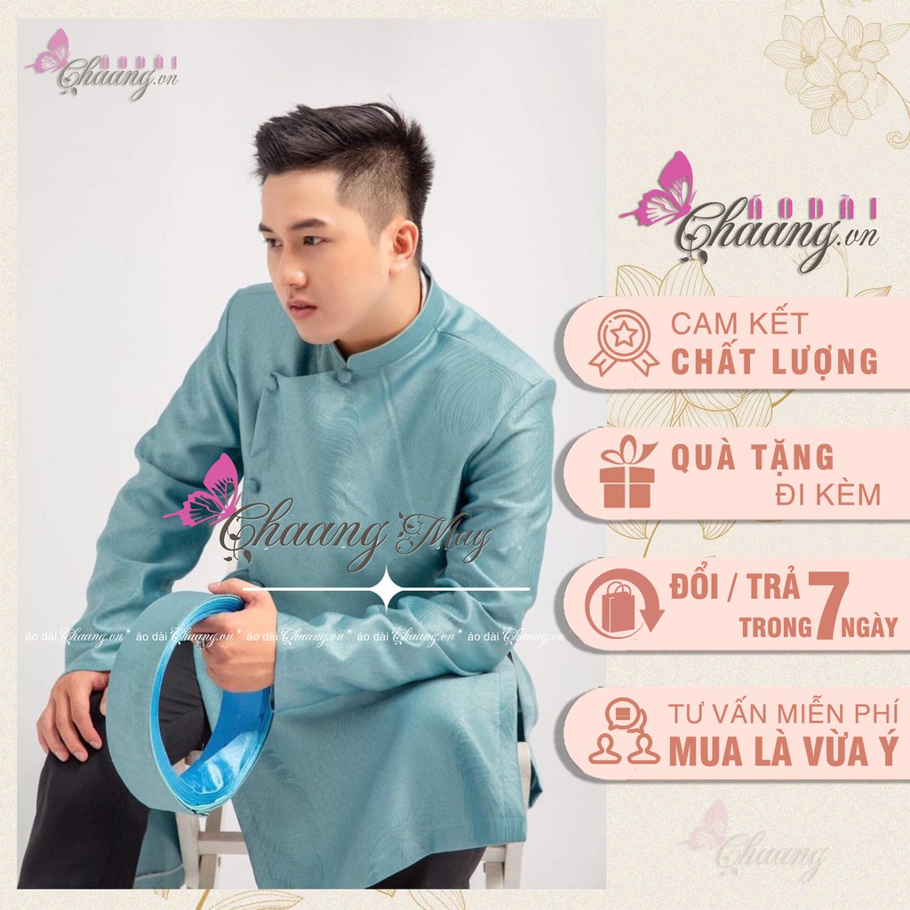 Áo dài nam cách tân Chaang May sẵn vải gấm da be nâu dày dặn lên form Vestton dự tiệc biểu diễn lễ tết đẹp ADC133