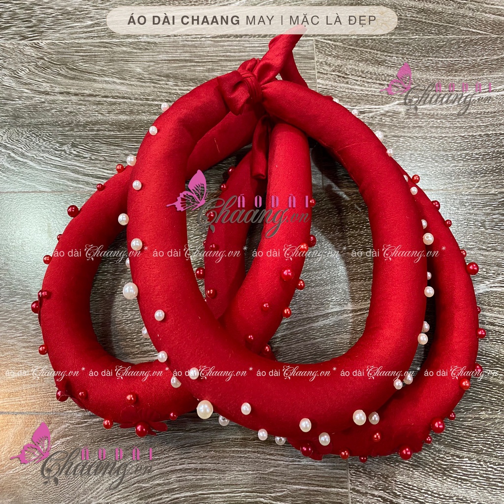 Mấn đội đầu, cài tóc cô dâu thiết kế đẹp cùng áo dài cao cấp