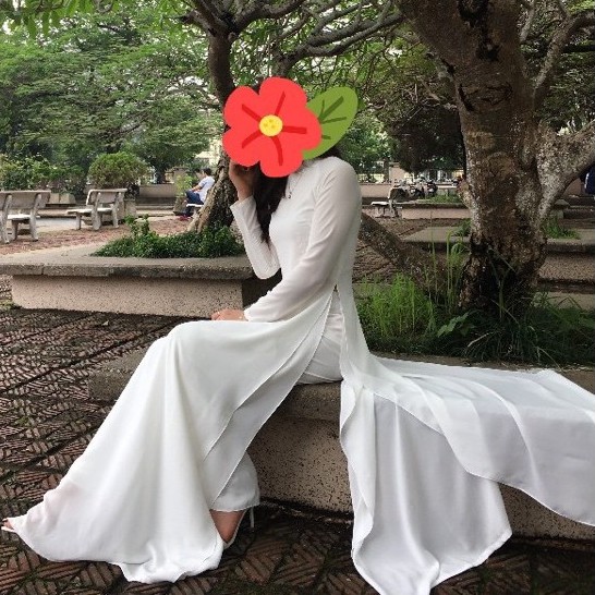 Áo Dài Trắng 4 Tà Truyền Thống May Sẵn Vải Lụa Tằm Trơn Mịn Cao Cấp 2 Lớp Nữ Học Sinh Đi Học Mặc Lễ Tết Đẹp