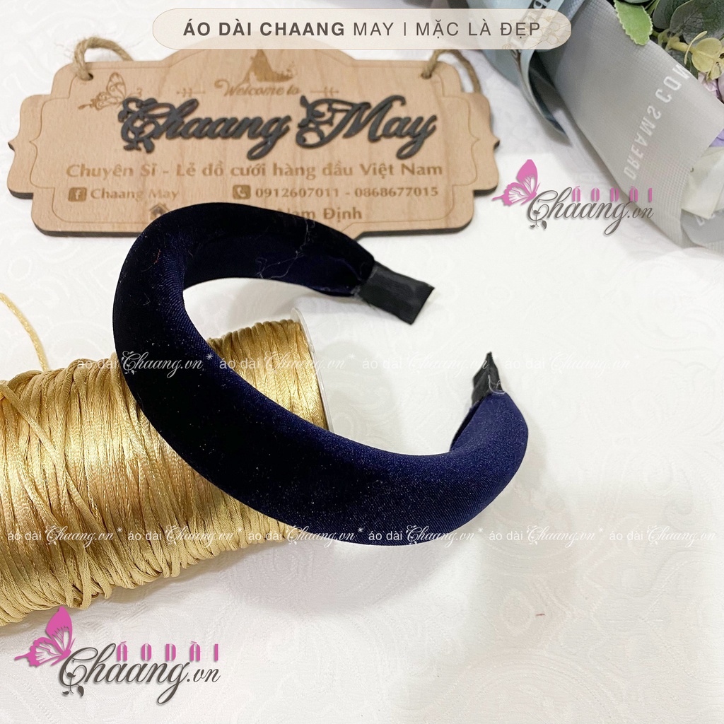 Băng Đô Cài Tóc Bọc Bờm Vải Nhung Trơn Thời Trang Nữ Đội Đầu Cùng Áo Dài Cách Tân Dự Tiệc Lễ Tết Đẹp