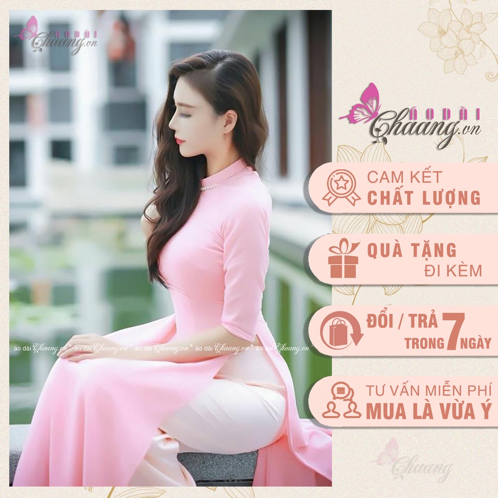 Áo dài hồng đẹp Chaang May sẵn áo truyền thống nữ sinh, vải lụa tằm đẹp