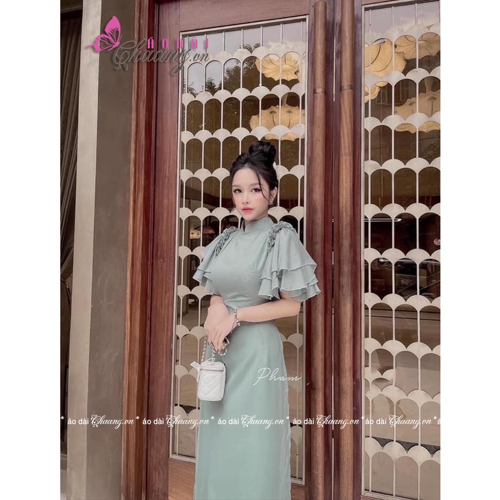 Áo Dài Cách Tân Nữ Cánh Tiên - Áo Dài 4 Tà may sẵn tay bèo, vải Áo dài Lụa tơ óng Đẹp