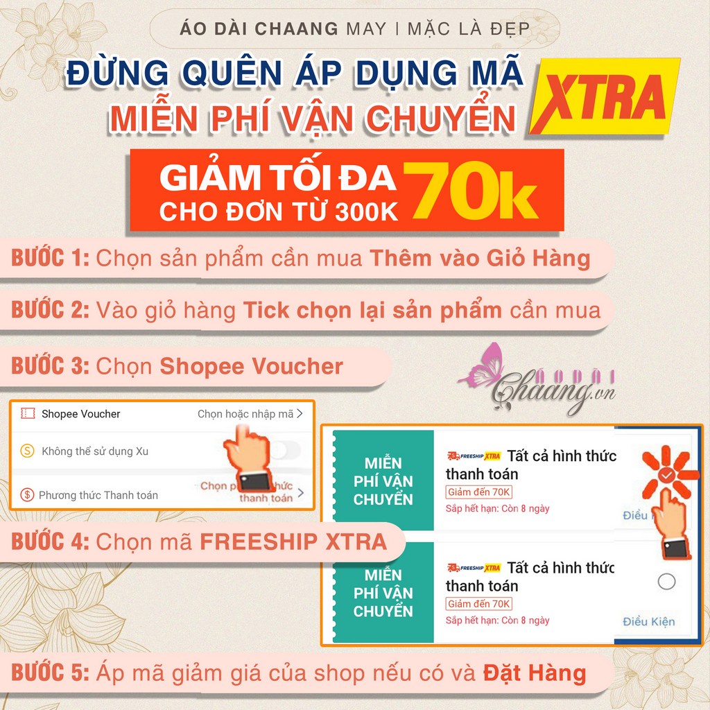 Áo dài cách tân nữ nhung tăm hoa nhí Chaang May sẵn dáng rộng xuông xưa dễ mặc đẹp dự tiệc lễ tết ADC606