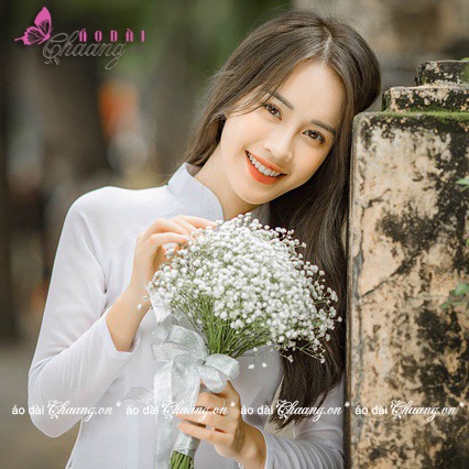 Áo Dài Trắng Học Sinh CHAANG May Sẵn Áo Dài Nữ Sinh Đi Học Truyền Thống Lụa Mỹ Đẹp
