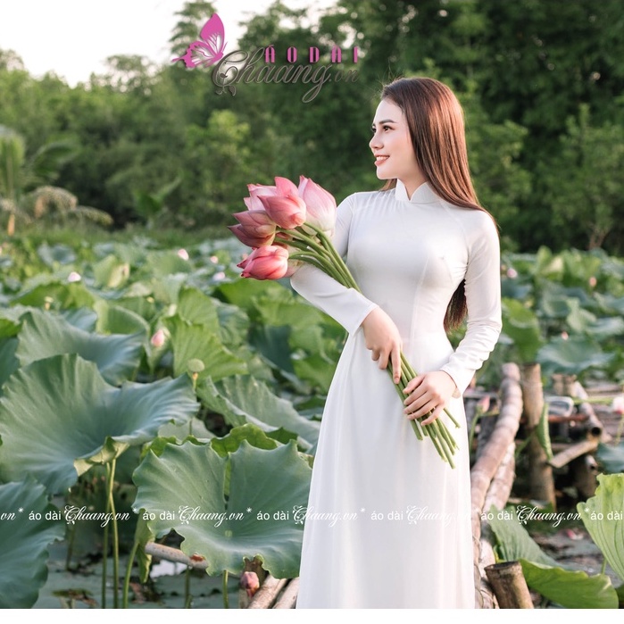 Áo dài 4 tà truyền thống CHAANG May sẵn áo dài trắng, cổ cao 5cm tay dài đẹp