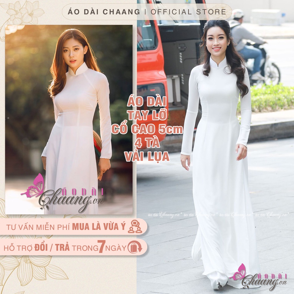 Áo dài trắng 4 tà truyền thống may sẵn lụa tằm thiết kế đẹp cổ cao 5cm tay dài - Chaang.vn - Áo dài Đẹp may sẵn Áo Dài Trắng 4 Tà Truyền Thống May Sẵn Lụa Tằm Thiết Kế Đẹp Cổ Cao 5Cm Tay Dài - Chaang.Vn - Áo Dài Đẹp May Sẵn