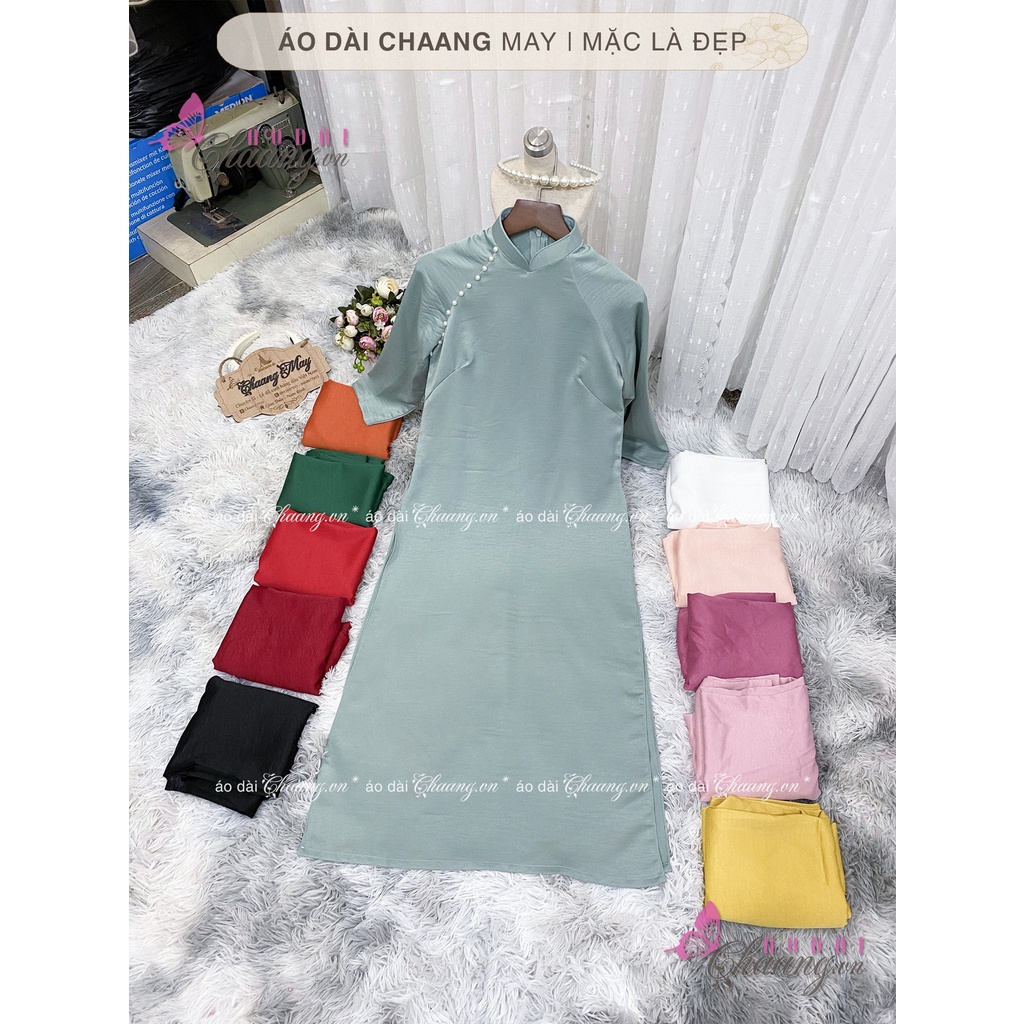 Áo dài cách tân nữ tay lỡ dáng suông xưa Chaang may sẵn lụa bầu xuông rộng che khuyết điểm đẹp ADC109