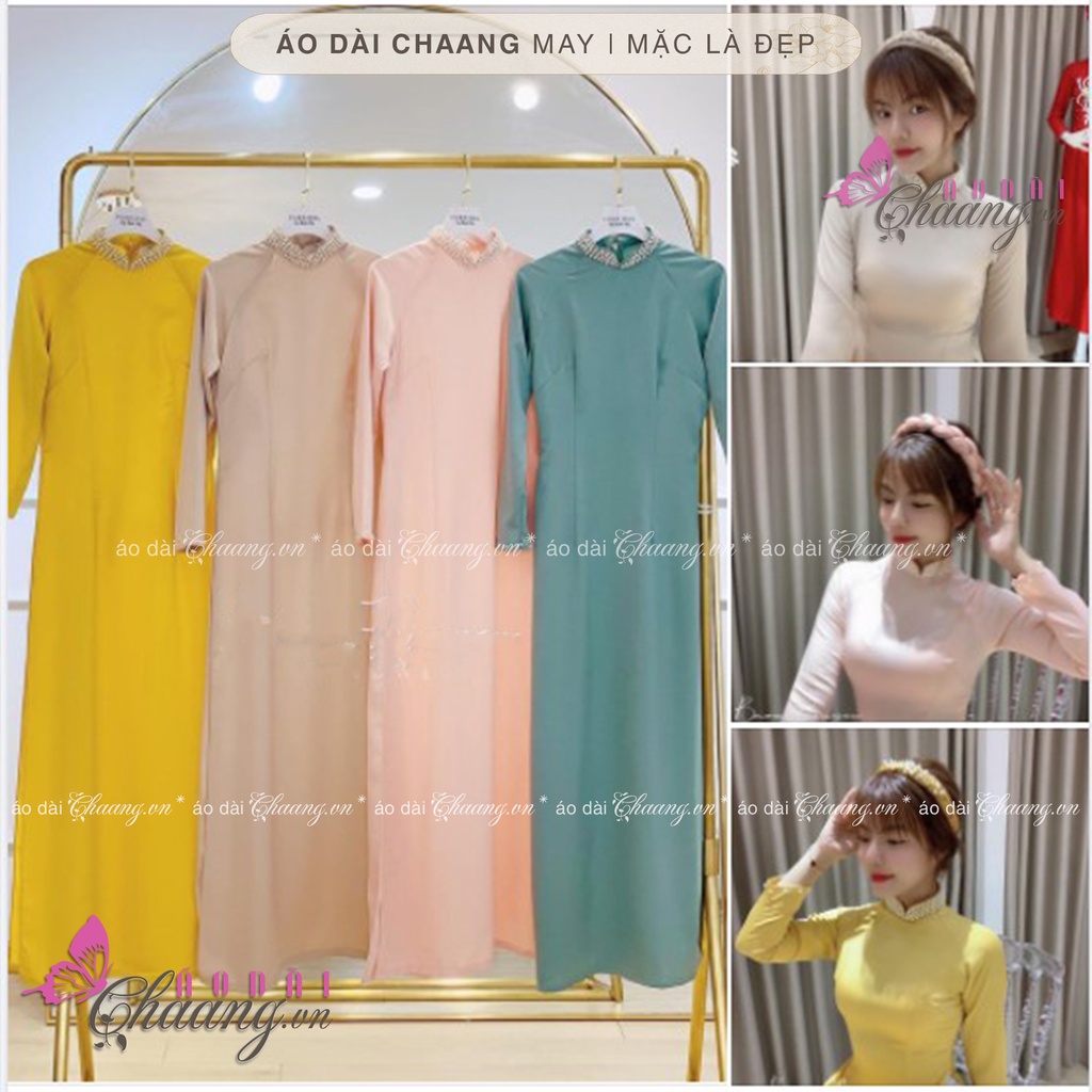 Áo Dài Lụa Tây Thi Đẹp Cổ Cao Phủ Ngọc Cao Cấp Áo Dài Truyền Thống Giá Rẻ ADV021