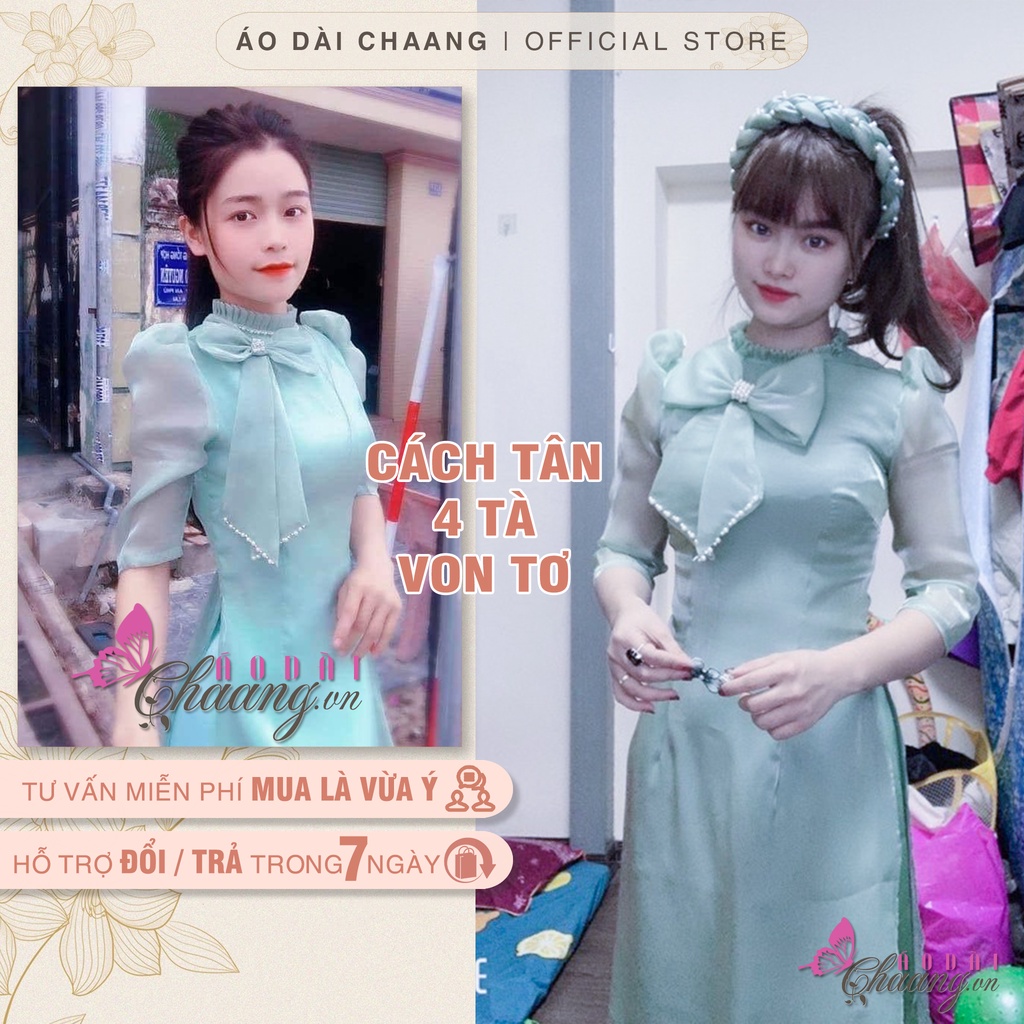 Áo Dài Cách Tân Nữ Tay Lỡ Phồng May Sẵn Áo Dài 4 Tà Cổ Trụ Xếp Lụa Tơ Sống  Đẹp - Chaang.Vn - Áo Dài Đẹp May Sẵn