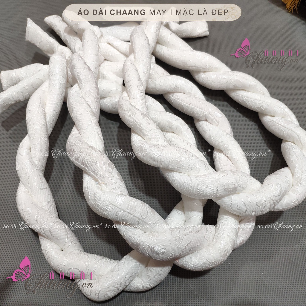 Mấn nhung đội đầu áo dài cách tân nữ truyền thống CHAANG may thiết kế chụp hình dự tiệc cưới lễ tết đẹp ADC924