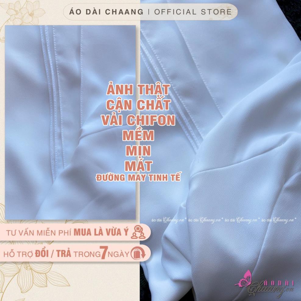 Set Áo dài trắng học sinh 4 tà truyền thống may sẵn nữ sinh cổ vuông 2cm đẹp