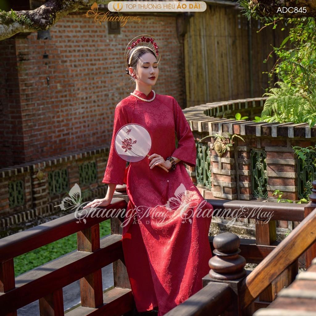 Áo dài cách tân nữ Châu Sa dáng suông xưa CHAANG may sẵn ADC845 áo dài gấm dự tiệc cưới du xuân lễ Tết đẹp 2025 Women Dress