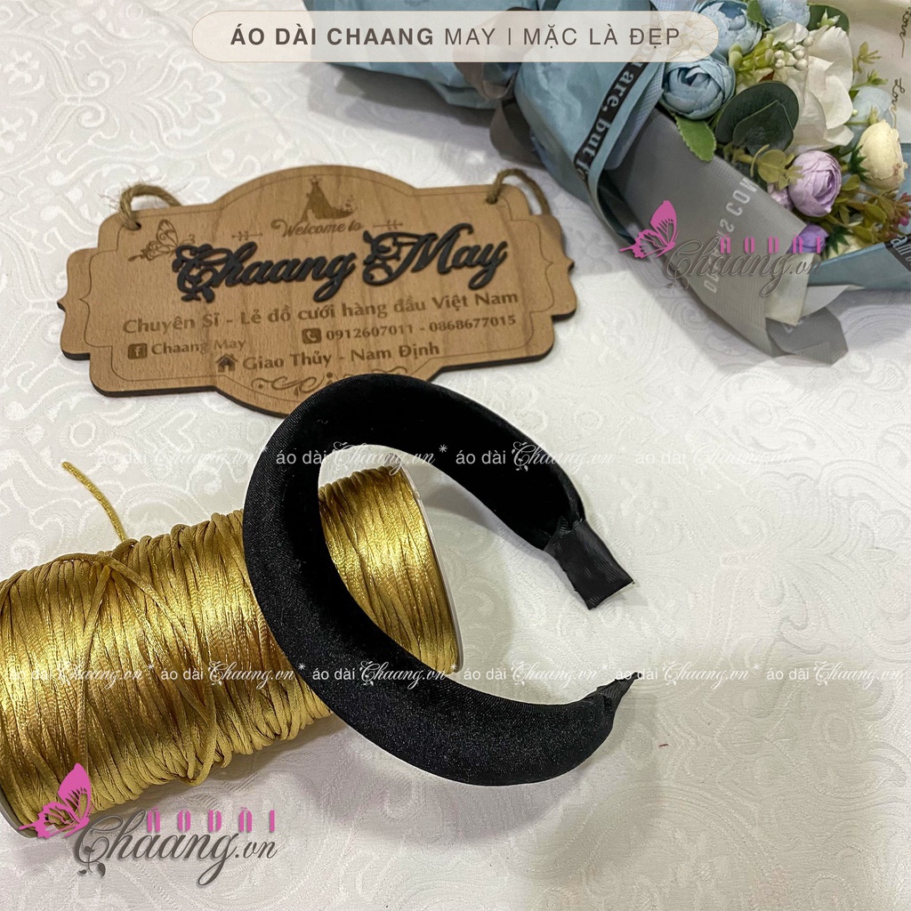Băng Đô Cài Tóc Bọc Bờm Vải Nhung Trơn Thời Trang Nữ Đội Đầu Cùng Áo Dài Cách Tân Dự Tiệc Lễ Tết Đẹp