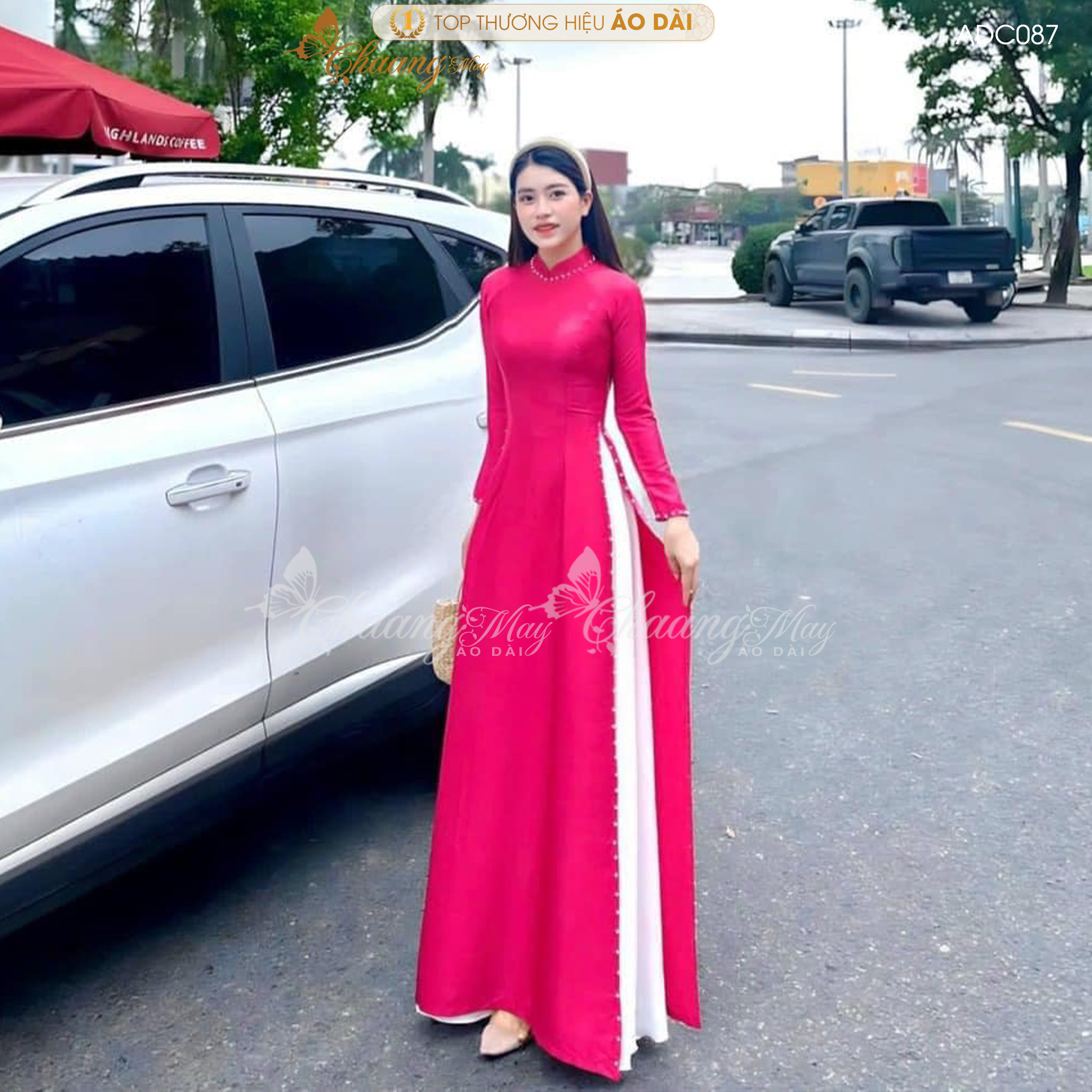 Áo dài Gấm Lụa Vân gỗ hồng sen tím Chaang may sẵn áo dài truyền thống cô giáo dâu dự tiệc cưới lễ tết xinh đẹp ADC087