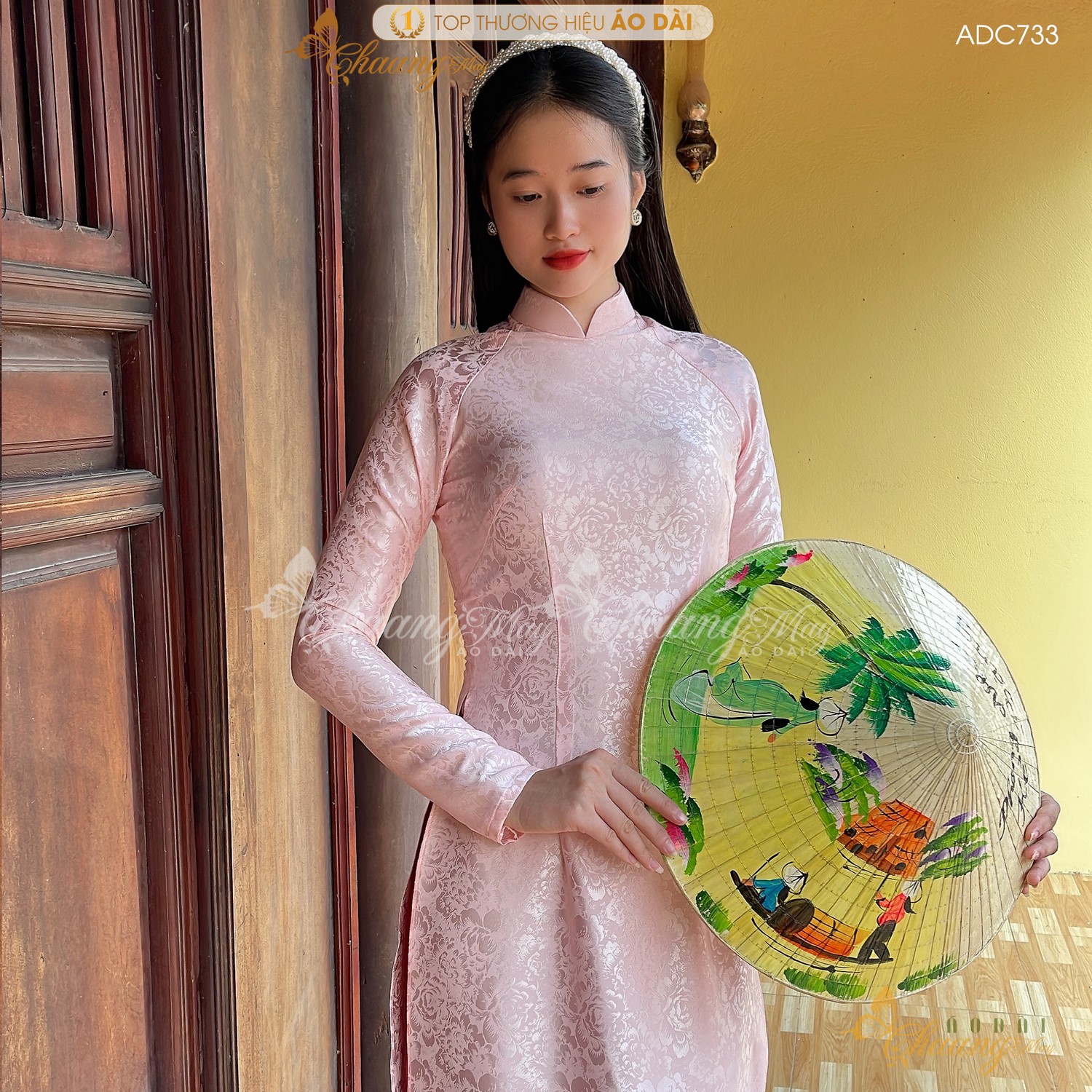 Áo dài truyền thống gấm tơ hồng phấn Chaang may sẵn áo dài phù hợp trẻ trung niên dự tiệc cưới lễ tết đẹp ADC733
