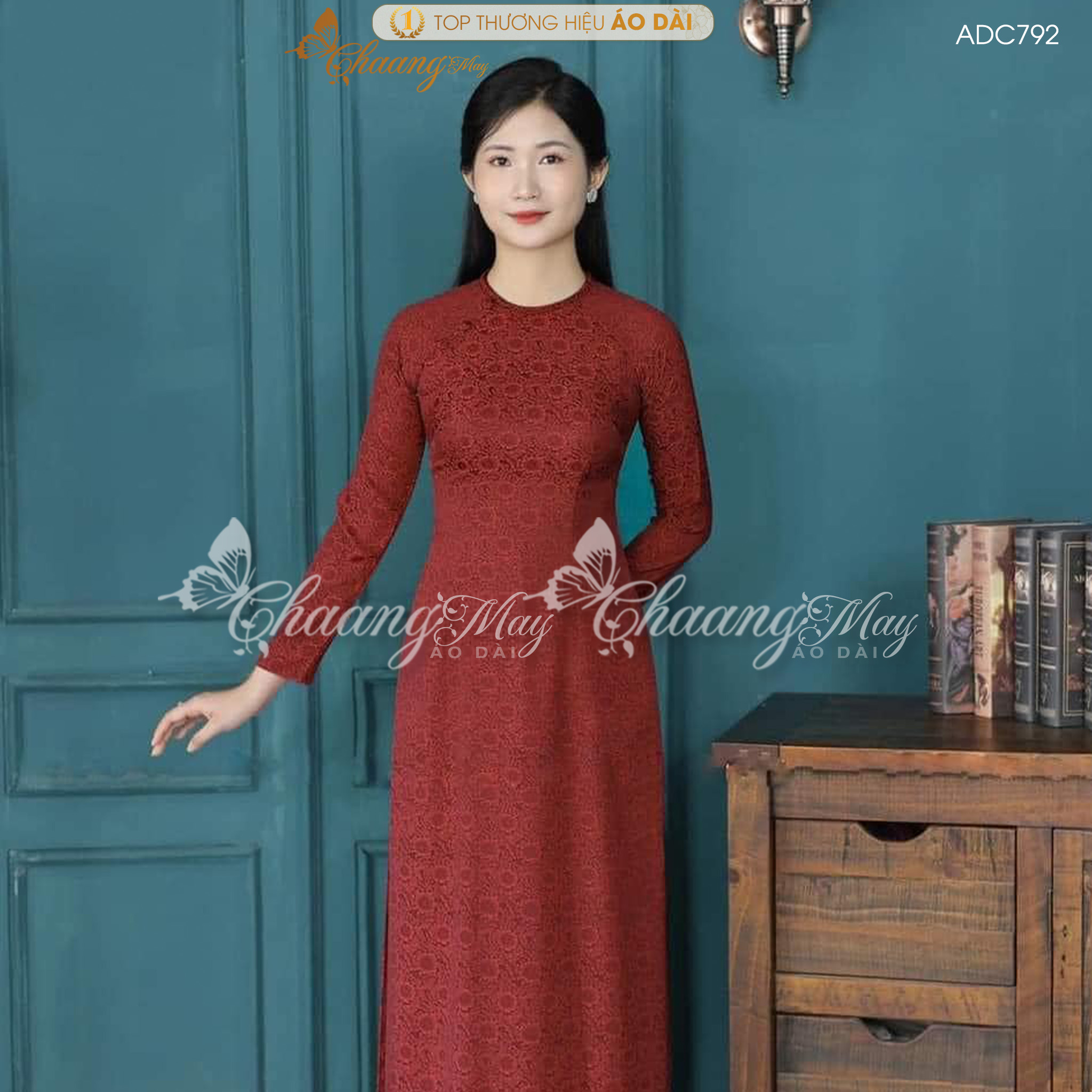 Áo dài lụa gấm Cúc Hoa Mai truyền thống Chaang may sẵn áo dài cô giáo trẻ trung xinh dự tiệc cưới hỏi lễ tết đẹp ADC792