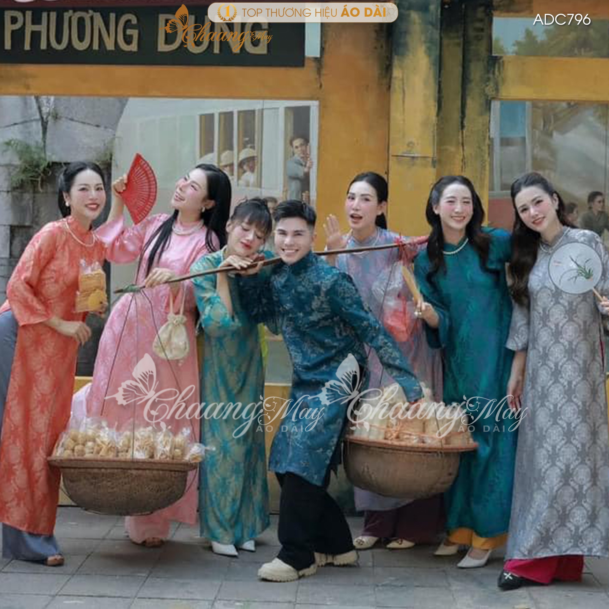 Áo dài cách tân nữ dáng suông gấm thọ dơi Chaang may sẵn áo dài xuông xưa cổ phục dự tiệc cưới lễ tết đẹp ADC796