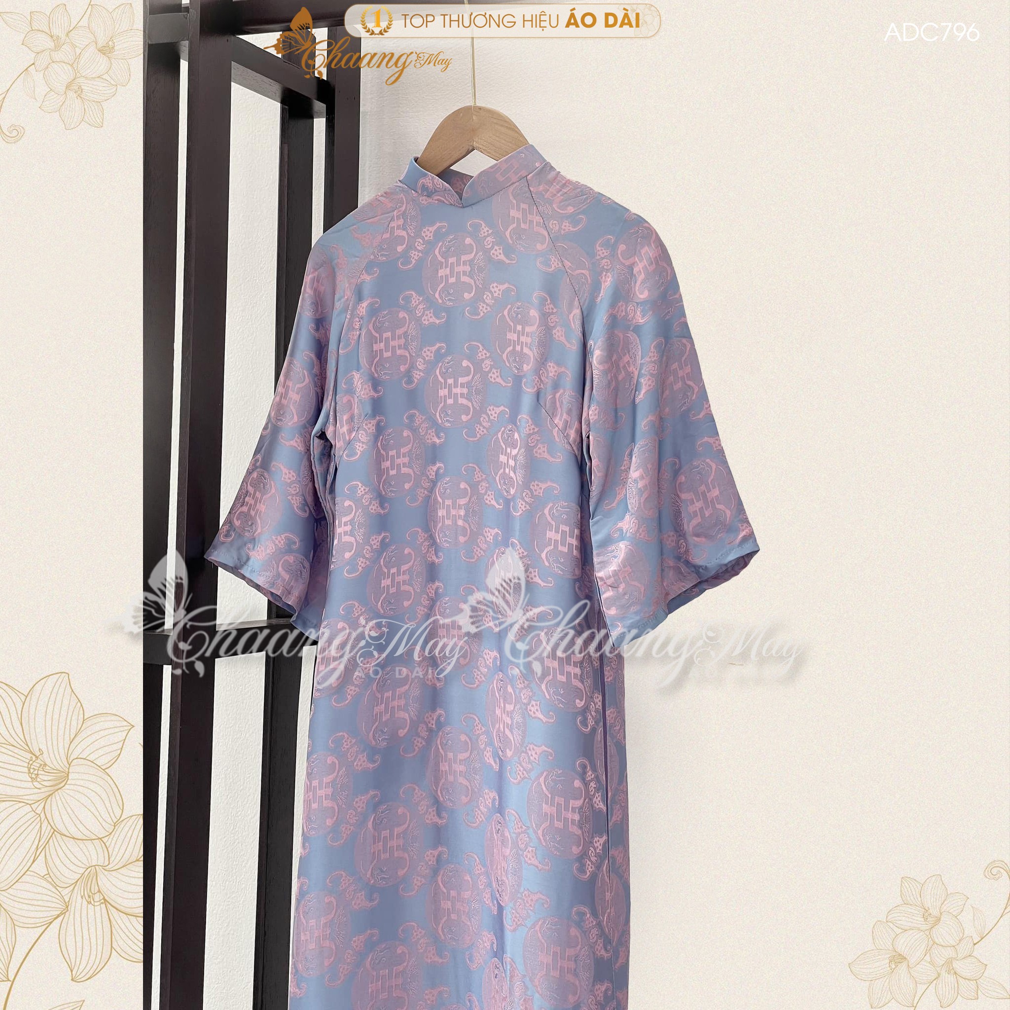 Áo dài cách tân nữ dáng suông gấm thọ dơi Chaang may sẵn áo dài xuông xưa cổ phục dự tiệc cưới lễ tết đẹp ADC796