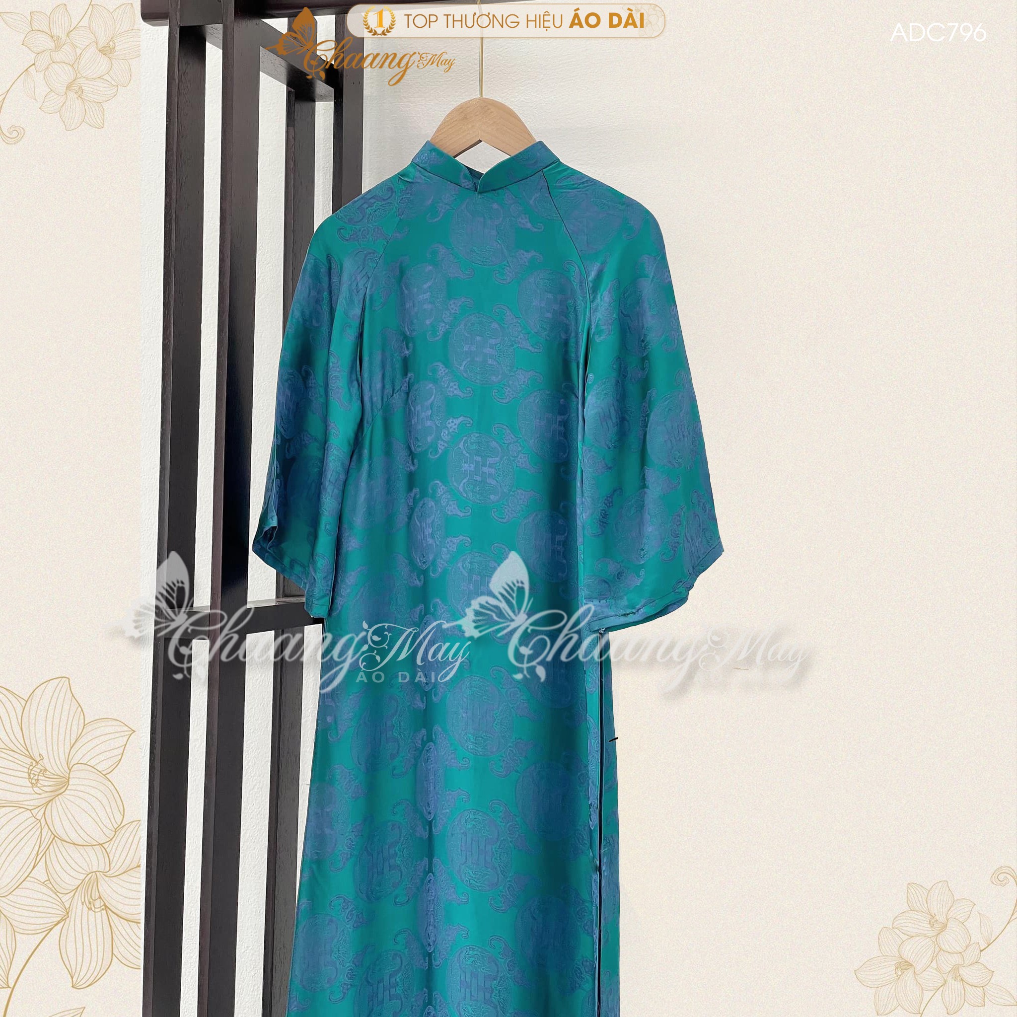 Áo dài cách tân nữ dáng suông gấm thọ dơi Chaang may sẵn áo dài xuông xưa cổ phục dự tiệc cưới lễ tết đẹp ADC796