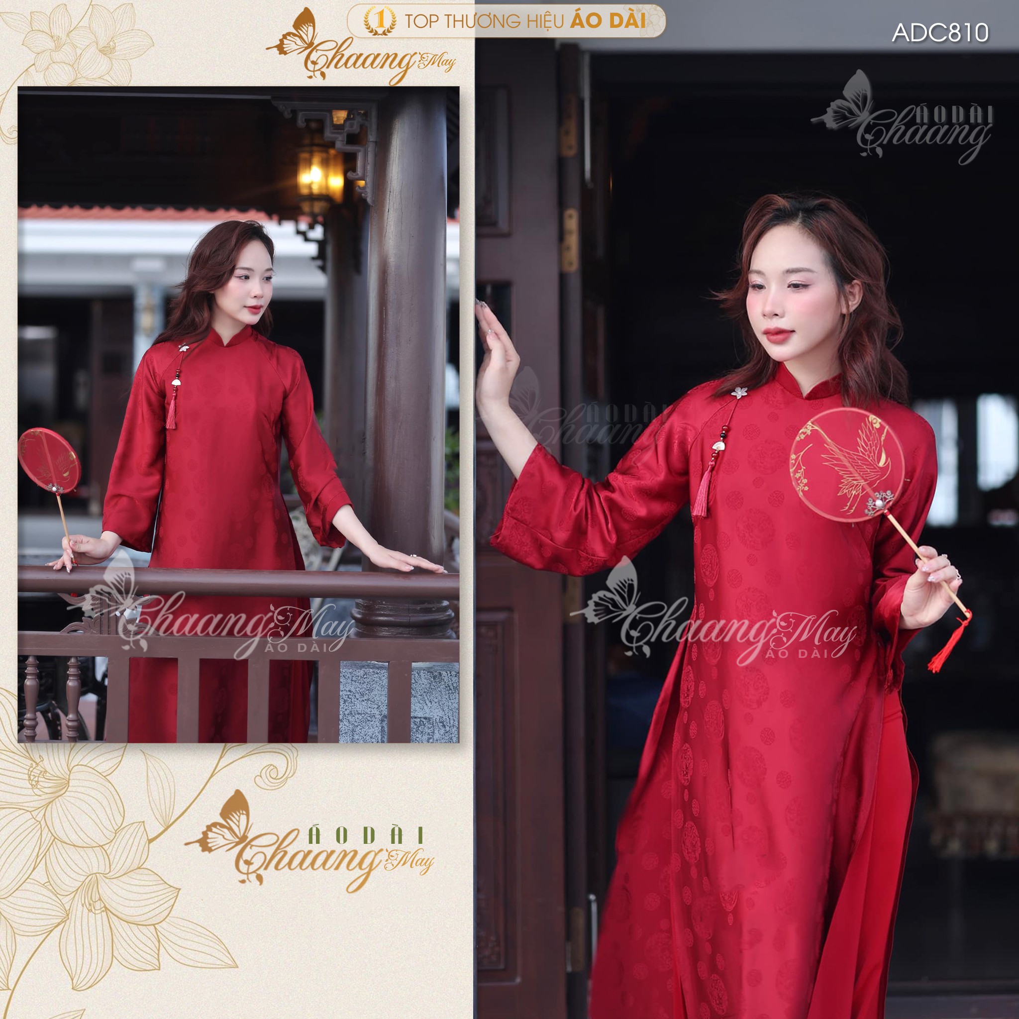 Áo dài cưới cô dâu cổ pháp phục Việt dáng suông xưa truyền thống may sẵn 4 tà dự tiệc cưới hỏi sự kiện lễ tết đẹp ADC810