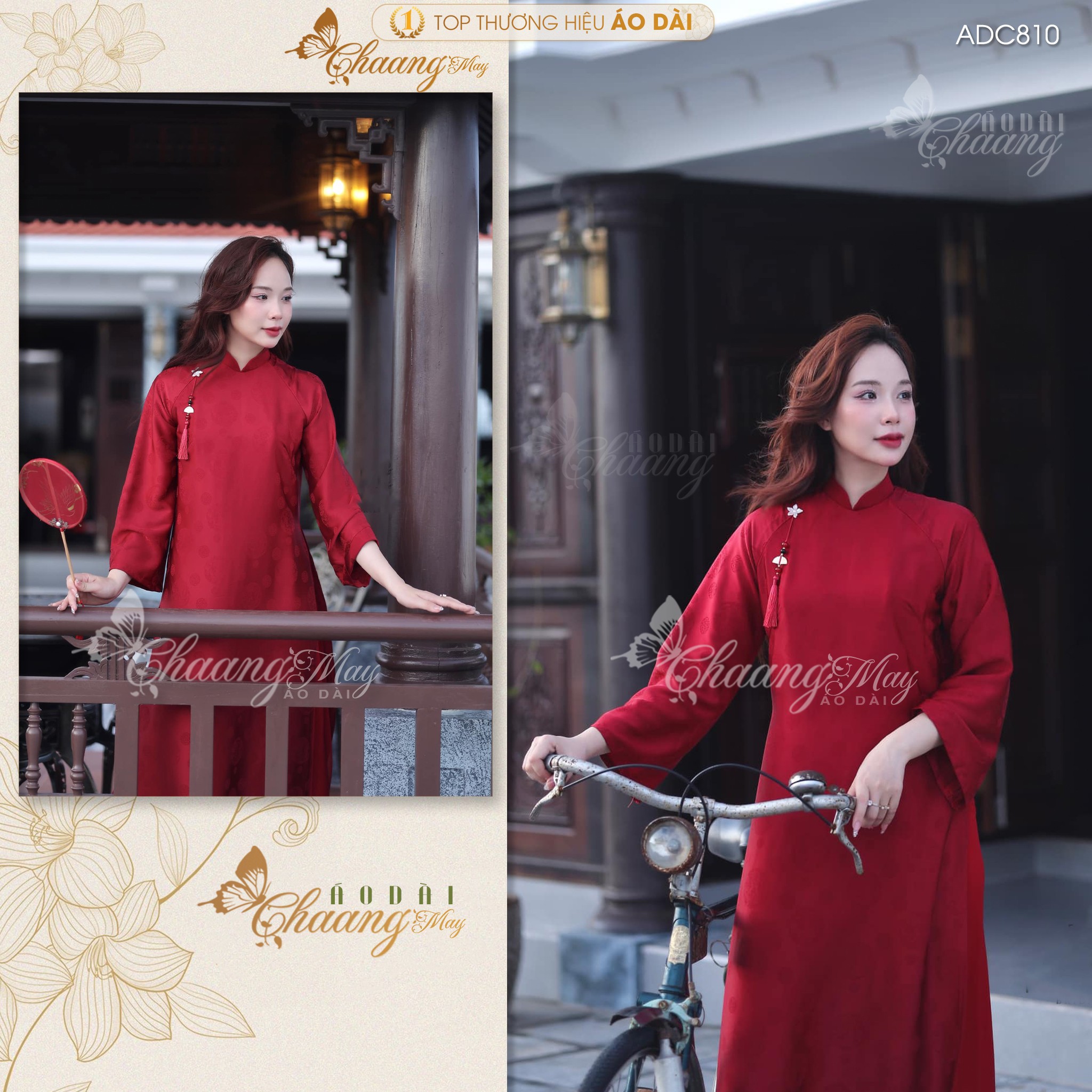 Áo dài cưới cô dâu cổ pháp phục Việt dáng suông xưa truyền thống may sẵn 4 tà dự tiệc cưới hỏi sự kiện lễ tết đẹp ADC810