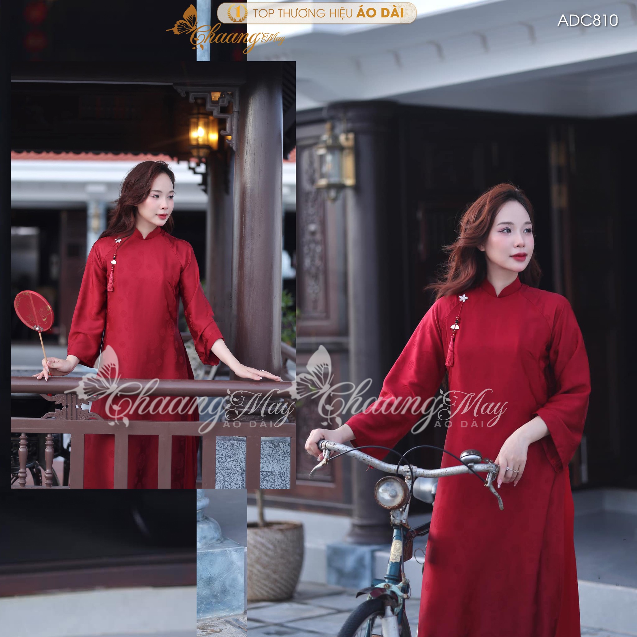 Áo dài cưới cô dâu cổ pháp phục Việt dáng suông xưa truyền thống may sẵn 4 tà dự tiệc cưới hỏi sự kiện lễ tết đẹp ADC810