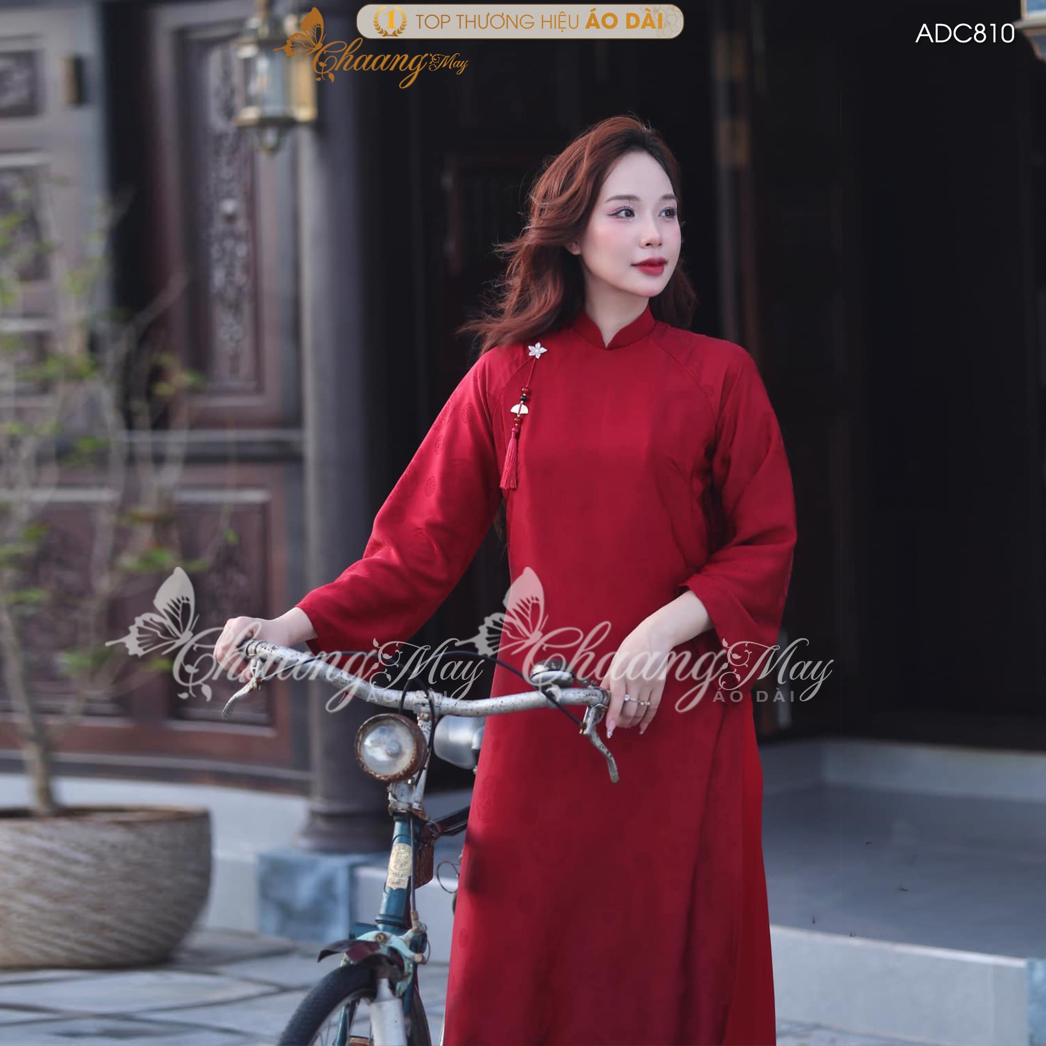 Áo dài cưới cô dâu cổ pháp phục Việt dáng suông xưa truyền thống may sẵn 4 tà dự tiệc cưới hỏi sự kiện lễ tết đẹp ADC810