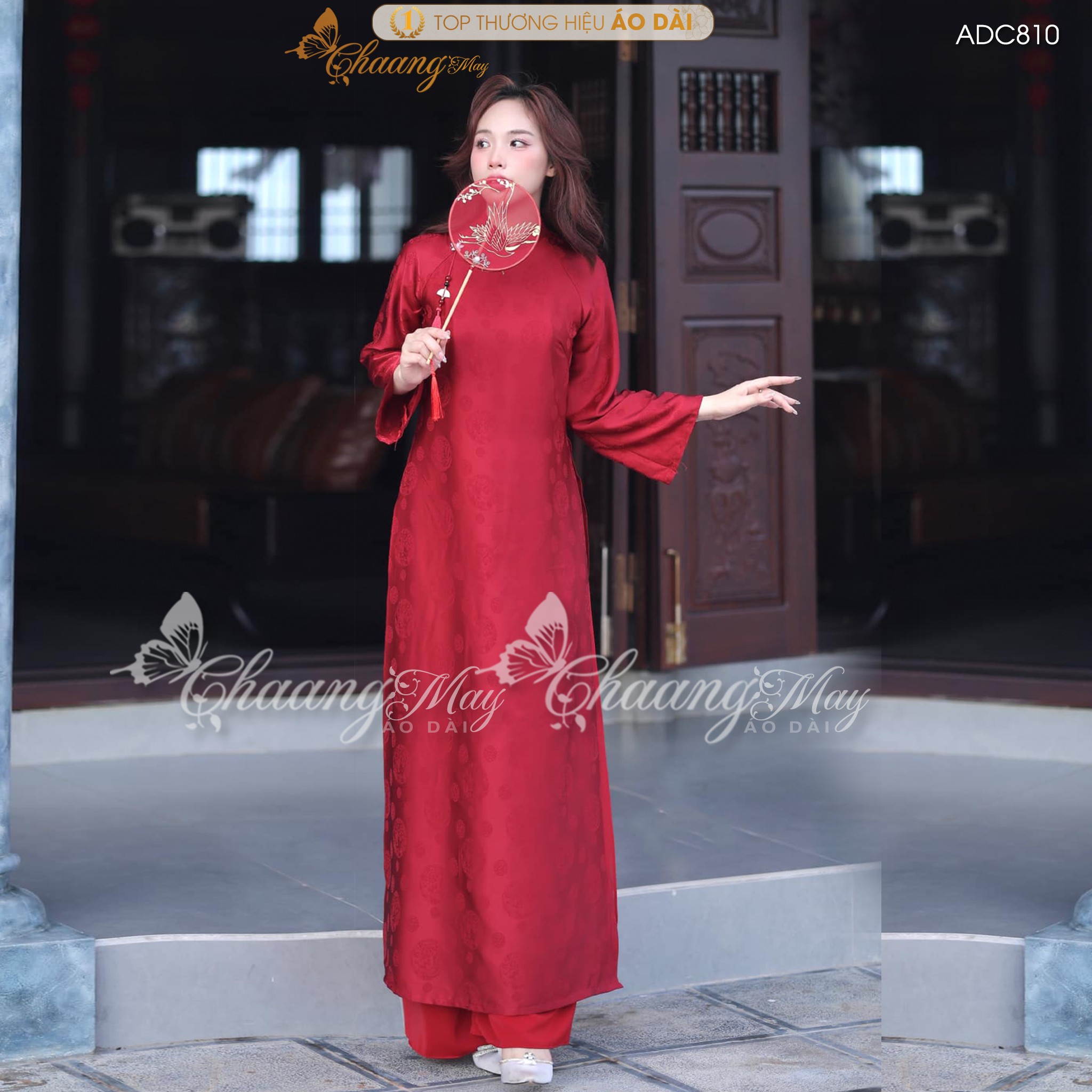 Áo dài cưới cô dâu cổ pháp phục Việt dáng suông xưa truyền thống may sẵn 4 tà dự tiệc cưới hỏi sự kiện lễ tết đẹp ADC810