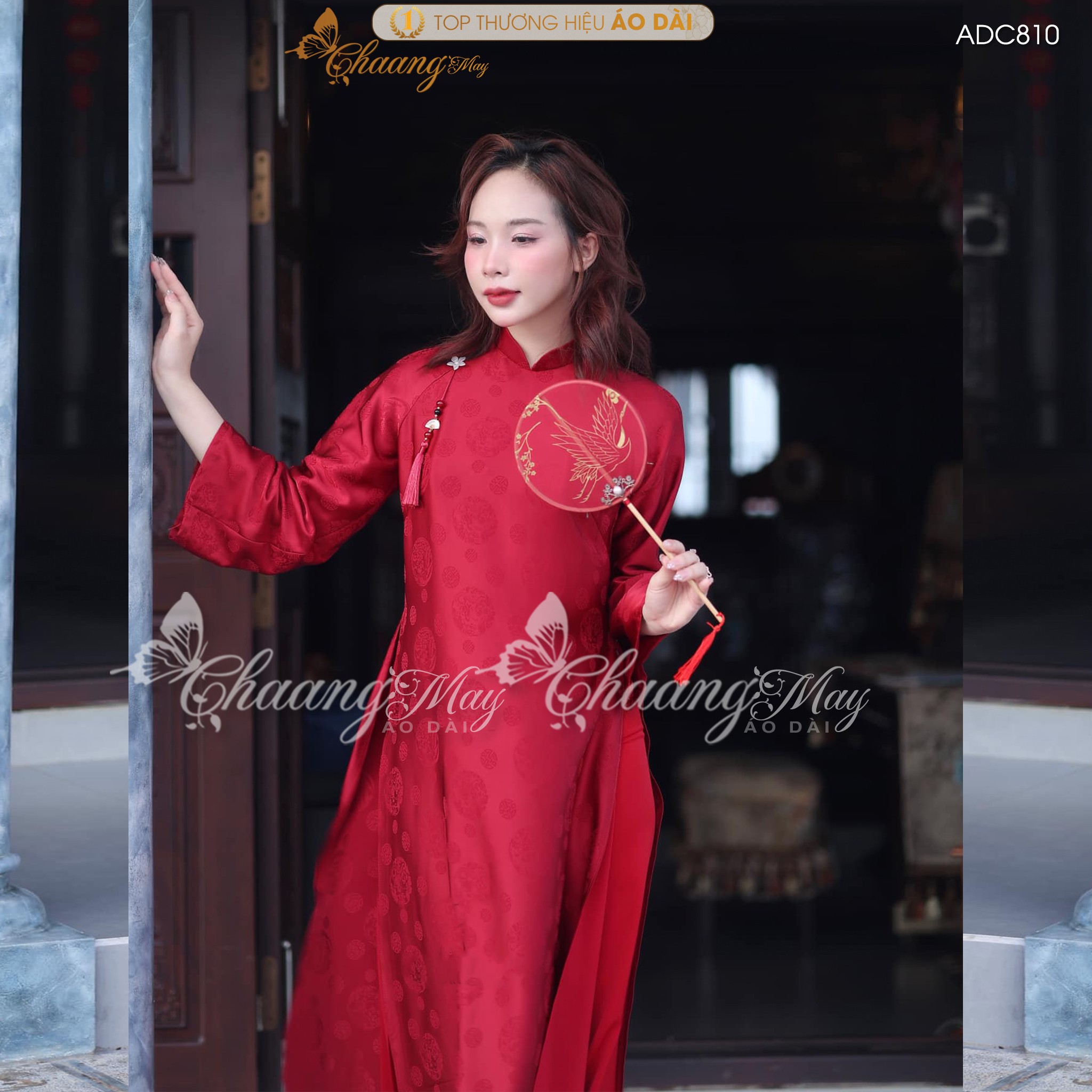 Áo dài cưới cô dâu cổ pháp phục Việt dáng suông xưa truyền thống may sẵn 4 tà dự tiệc cưới hỏi sự kiện lễ tết đẹp ADC810
