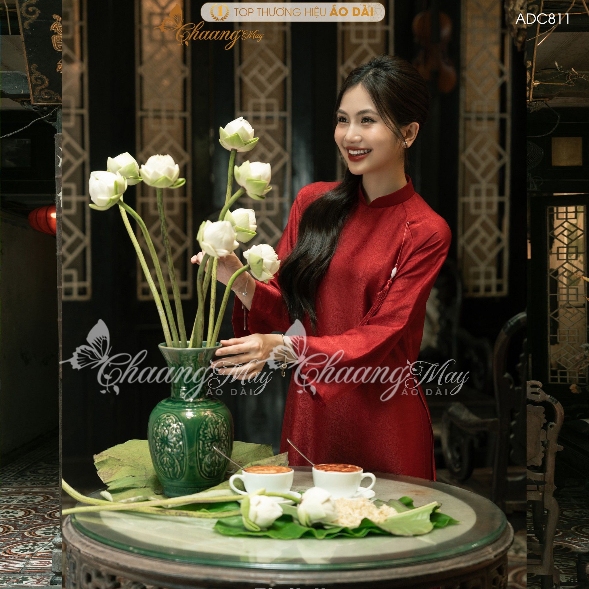 Áo dài cưới cô dâu cổ pháp phục Việt dáng suông xưa truyền thống may sẵn 4 tà dự tiệc cưới hỏi sự kiện lễ tết đẹp ADC811