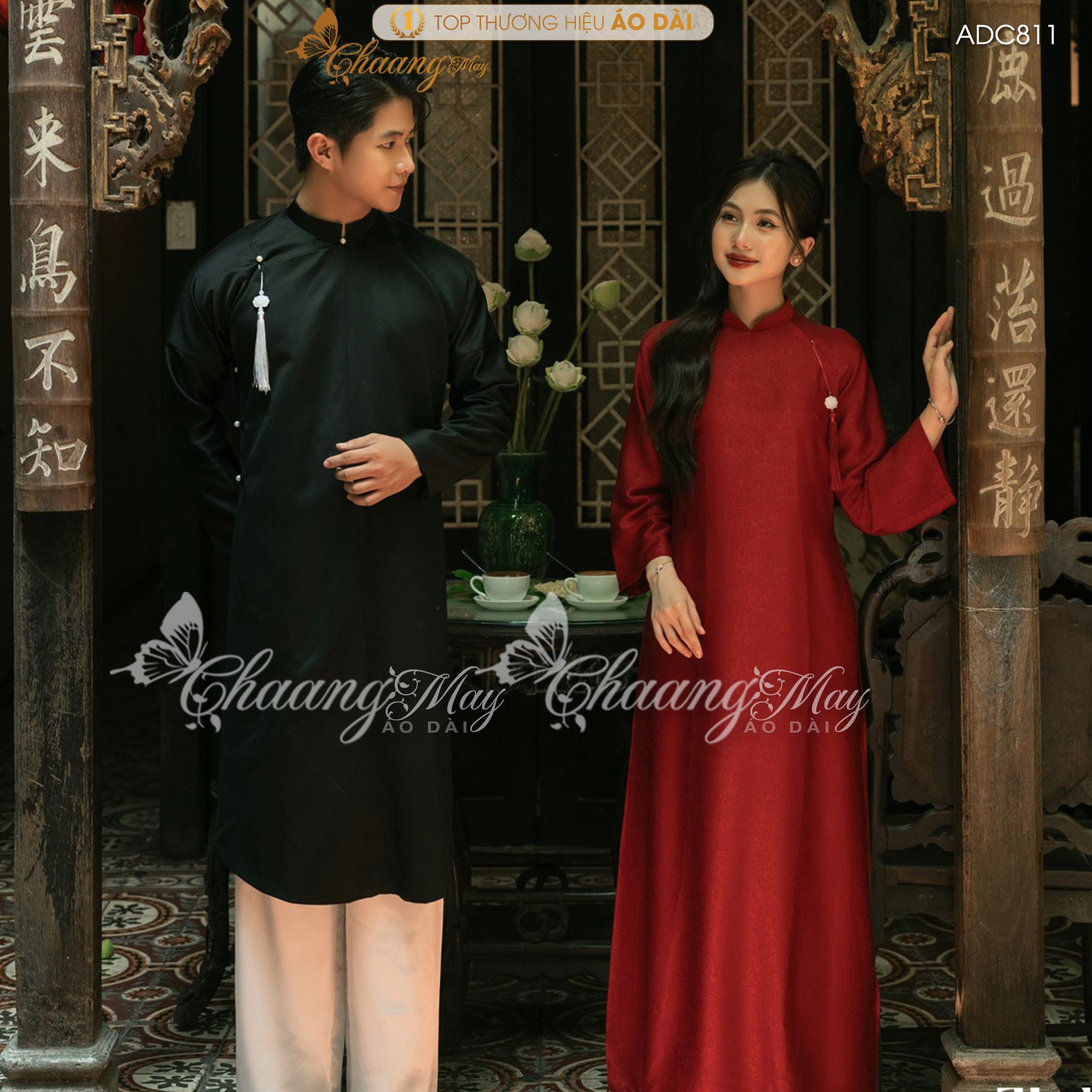 Áo dài cưới cô dâu cổ pháp phục Việt dáng suông xưa truyền thống may sẵn 4 tà dự tiệc cưới hỏi sự kiện lễ tết đẹp ADC811